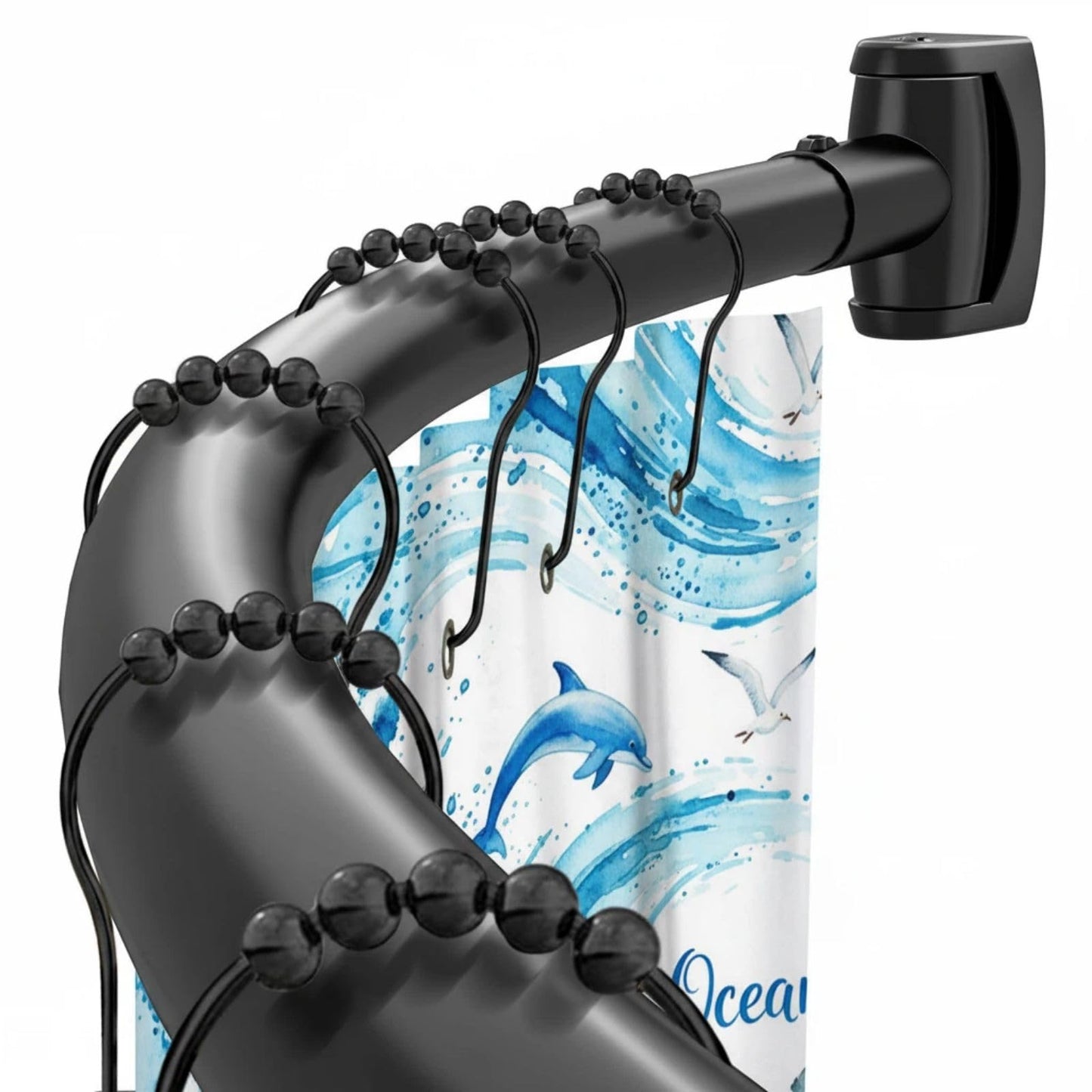 ASULUPHY Black Curved Shower Curtain Rod 33-76 Inch – Adjustable Shower Rod, Heavy Duty Stainless Steel, Anti-Rust, Non-Slip Shower Rod for Bathroom, Bathtub, Shower Stall
