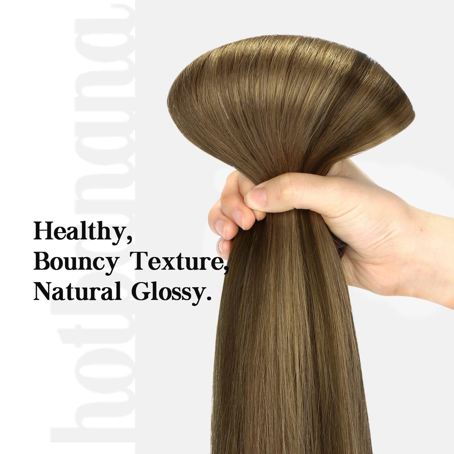 HOTBANANA Human Hair Clip in Hair Extensions, Balayage Chocolate Brown Mixed Caramel Blonde 120g Clip in Hair Extensions Real Human Hair Straight Remy Hair Clip Ins Dark Roots Ombre 22 Inch 7pcs