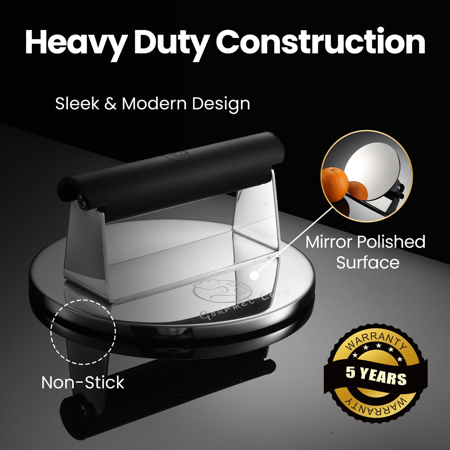 2lb Smash Burger Press Stainless Steel, Burger Smasher for Griddle Heat Resistant Handle, Hamburger Press, Dishwasher Safe Grill Press for Griddle, Meat Press Griddle Press for Flat Top Grill Cooking