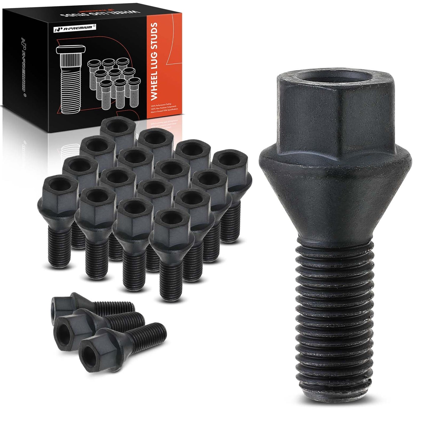 A-Premium M12-1.50 Wheel Studs Compatible with BMW 320i 323i 323ti 325Ci 325i 325xi 328i 328xi 330Ci 330i 528i 528xi 530i Front and Rear Side 20-PC Set