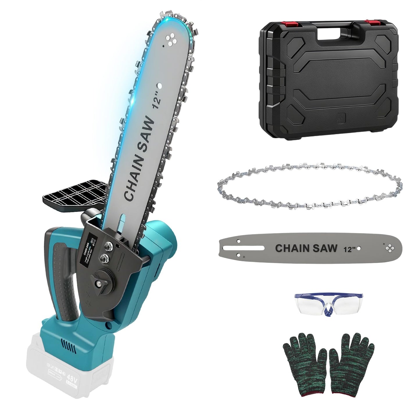 Cordless Chainsaw for Makita 18V Battery, 12 Inch Mini Chain Saw with Security Lock, 1000W Handheld Electric Chainsaw for Wood Cutting, Tree Trimming (Without Battery)
