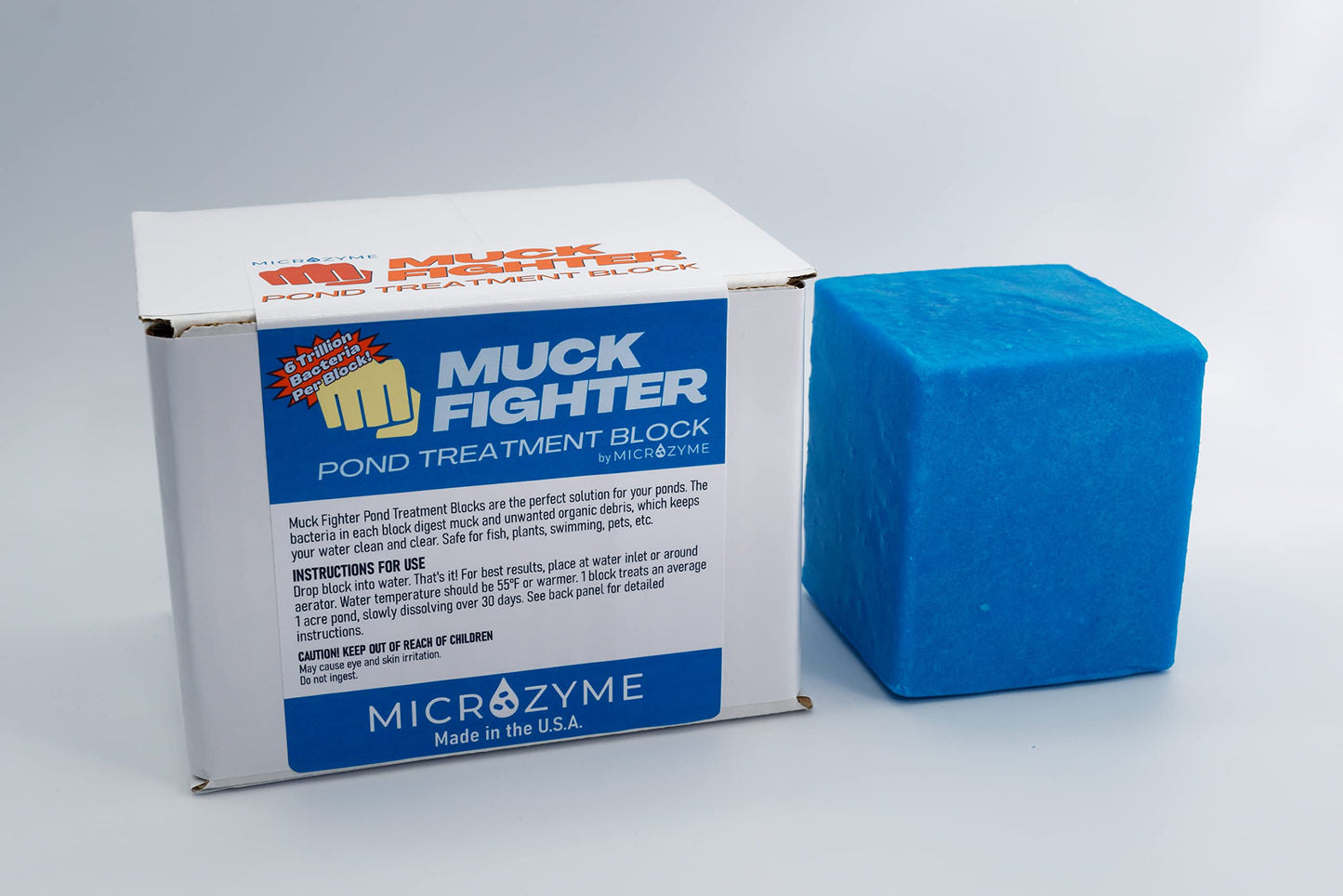 Microzyme Muck Fighter Pond Treatment Block | Lasts 30 days | Natural Pond Bacteria & Sludge Decomposing Enzymes | Water Clearing Odor Eliminating Microbes | Safe for Fish, Pets, & Recreation (1-Pack)