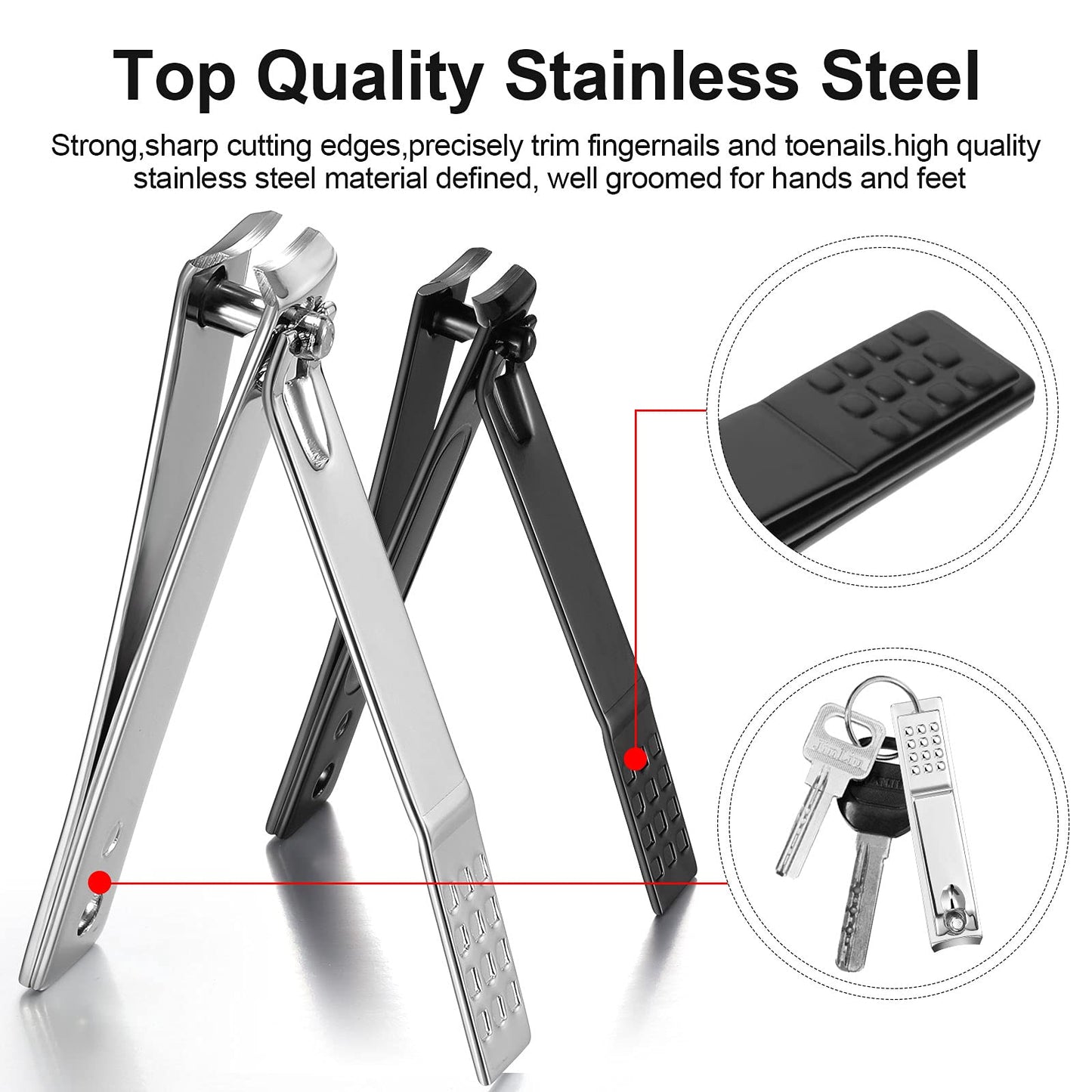 50 Pieces Nail Clippers Black Matte Steel 2 Colors Nail Clippers Toenail Clipper Cutter Metal Case, Nail clippers Cutter for Men and Women, Black and Silver