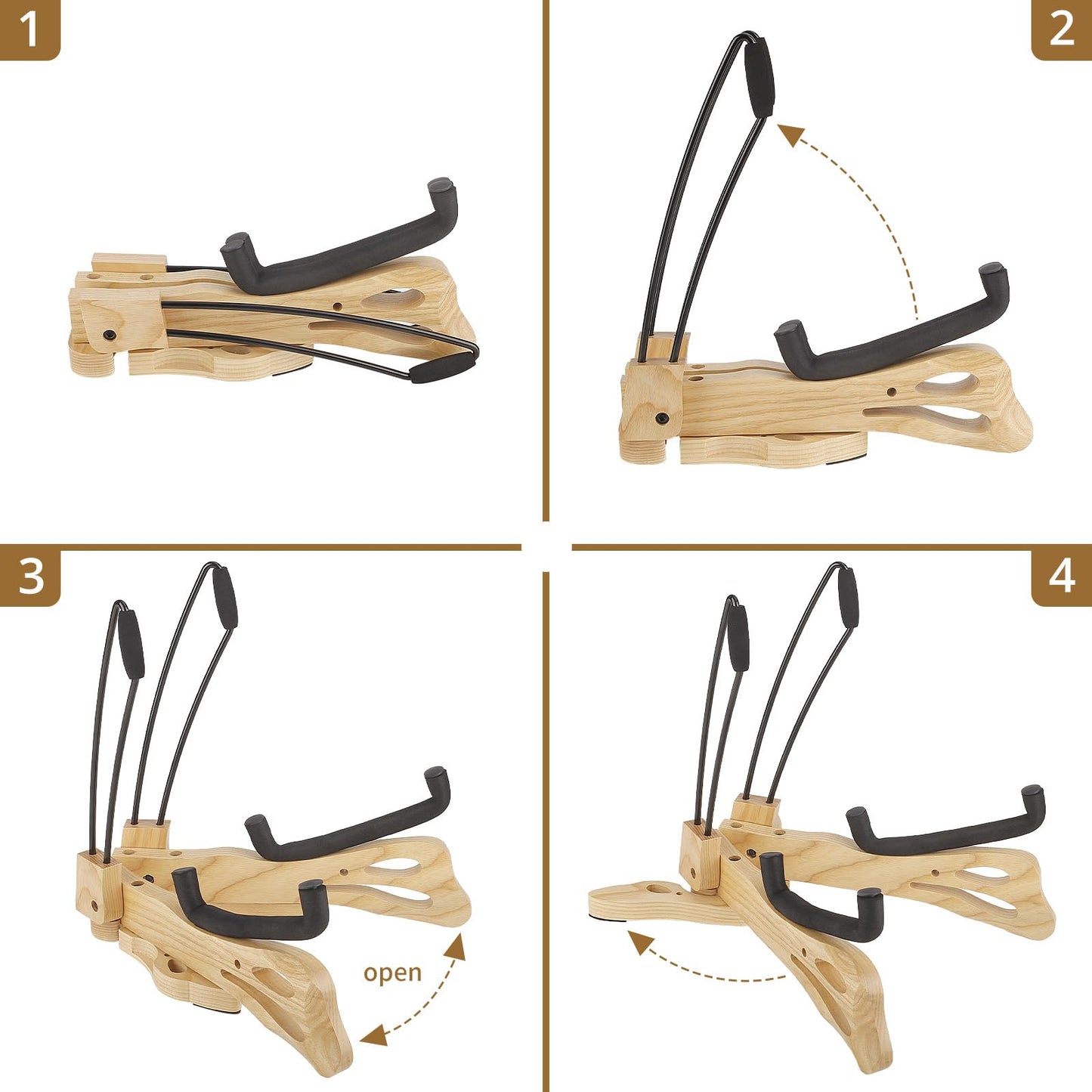 DIDA Acoustic Guitar Stand, Guitar Stand for Acoustic Holder, Folding Wooden Guitar Floor Stand with Non-slip Rubber and Soft Foam, Portable Musical Instrument Holder, Guitar Accessories (Ashwood)