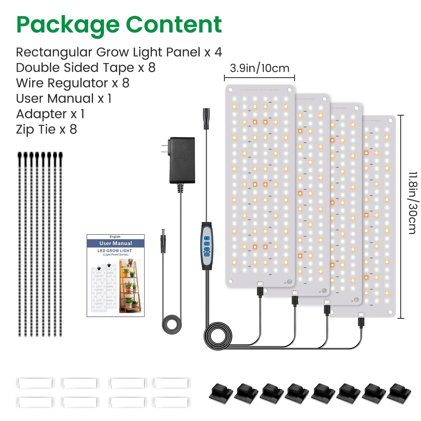 Aumtrly Grow Lights for Seed Starting, 552 LED Full Spectrum Plant Light Panel for Growing Indoor Plants, Slim Grow Lamp with UL Adapter, 6/12/16H Timer, 3 Light Modes, 5 Dimmable