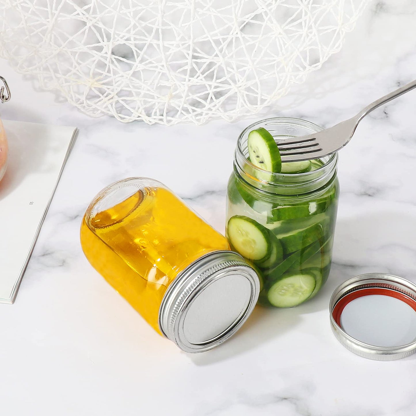 12 oz Glass Mason Jars, 20 Pack 360ml Canning Jars with Regular Mouth Lids, Glass Jars Storage Containers for Overnight Oats, Jam, Jelly, Honey, Beans, Spice, Wedding Party Favors, Shower Favors