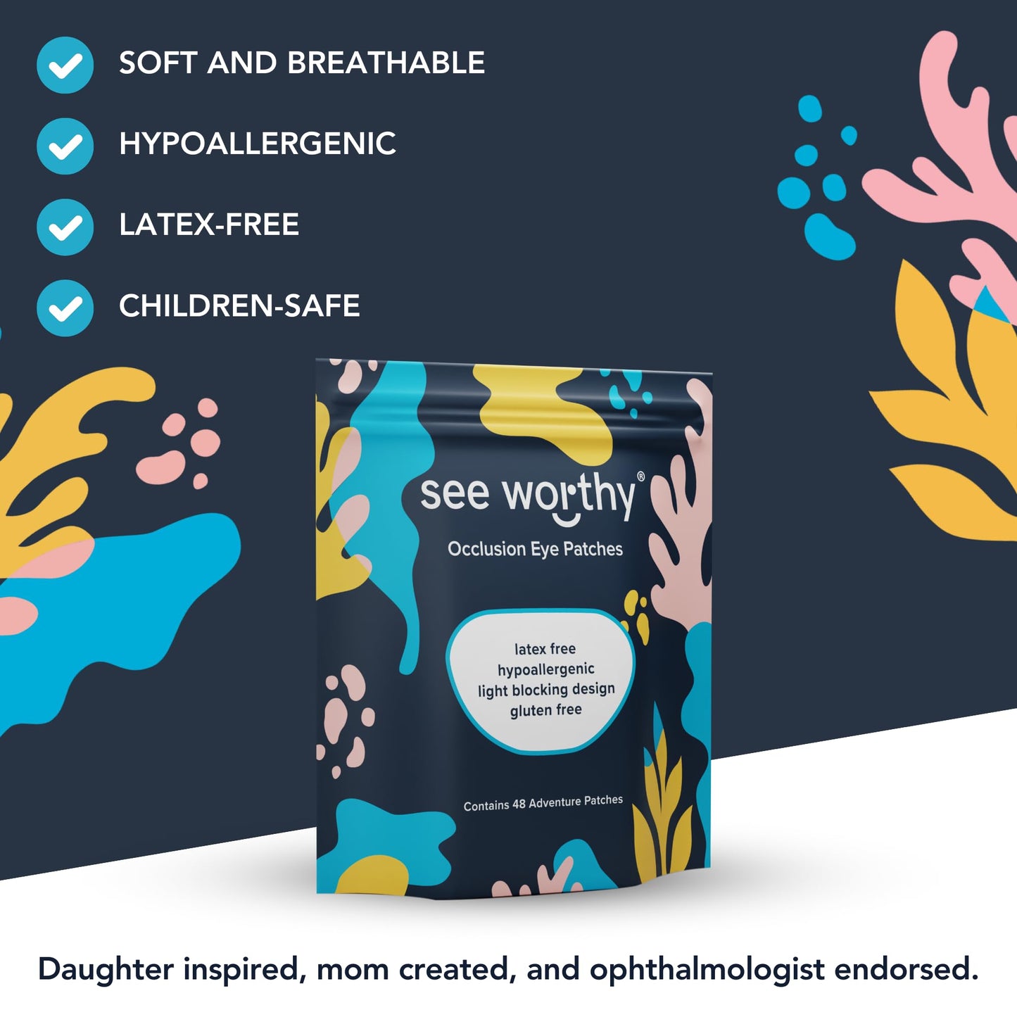 Adhesive Eyepatch for Kids & Adults - As Seen on Shark Tank - Kids Breathable, Comfortable Adventure Eyepatch for Lazy Eye - Amblyopia & Sensitive Skin Medical Eye Patches - 48 Patches by See Worthy