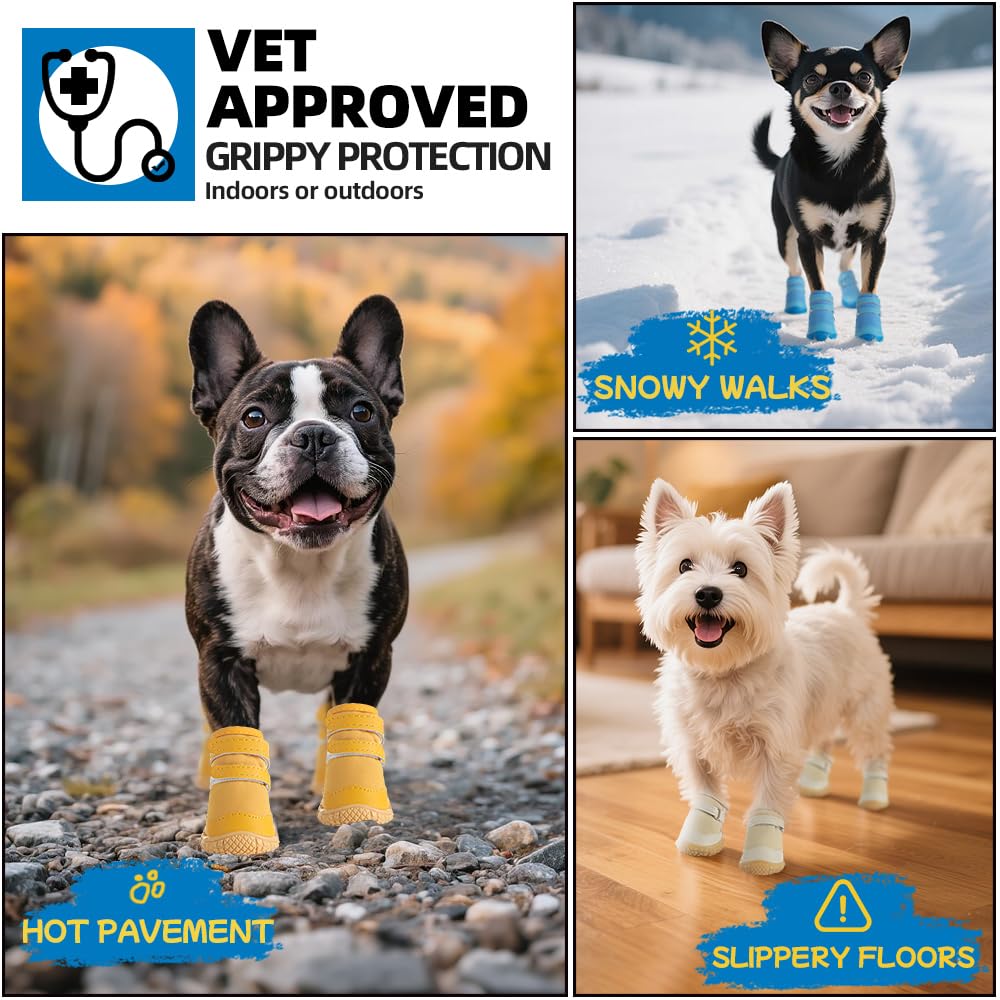 Dog Shoes for Small Dogs, Breathable Dog Boots Paw Protector for Hot Pavement Winter Snow, Dog Booties with Rugged Anti-Slip Sole for Hardwood Floors Outdoor Walking Light Purple Size 2