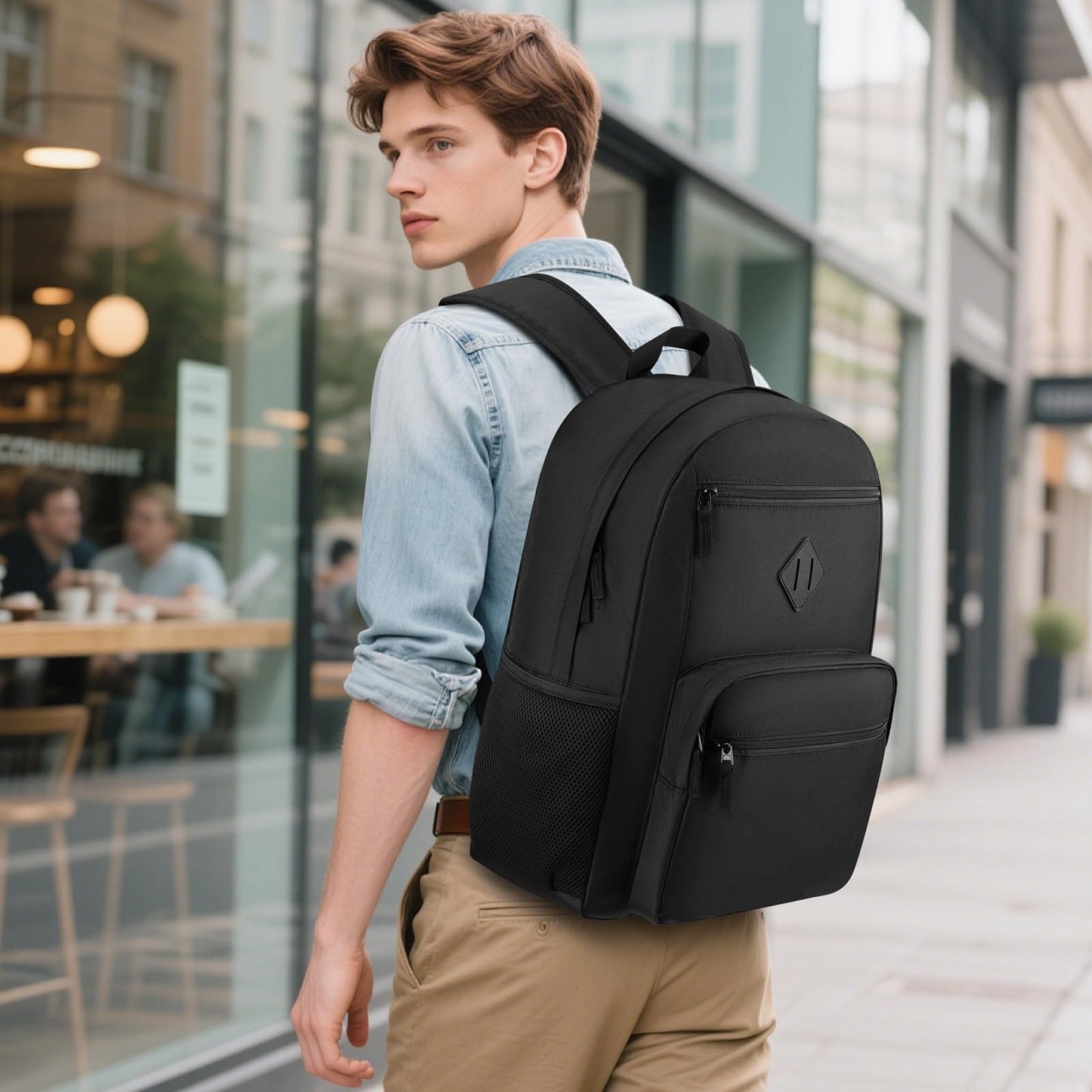 Black Backpack,School Bookbag for Teens and Adults Schoolbag Fits 17.3 Inch Laptop Lightweight College Backpack for Daily Commute School