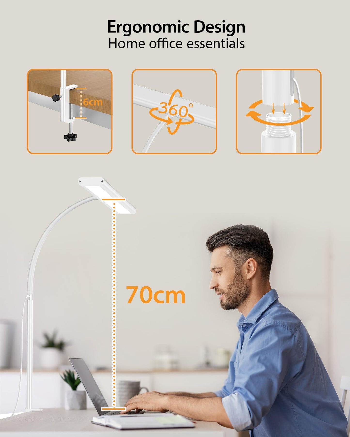 Desk Lamp, iFalarila Dimmable 160 LED Desk Light with I-Clamp [3 Color Mode & 10 Brightness Setting] Book Light Clip on Table for Home Office, Reading, Workbench, Drafting, Sewing, Puzzle