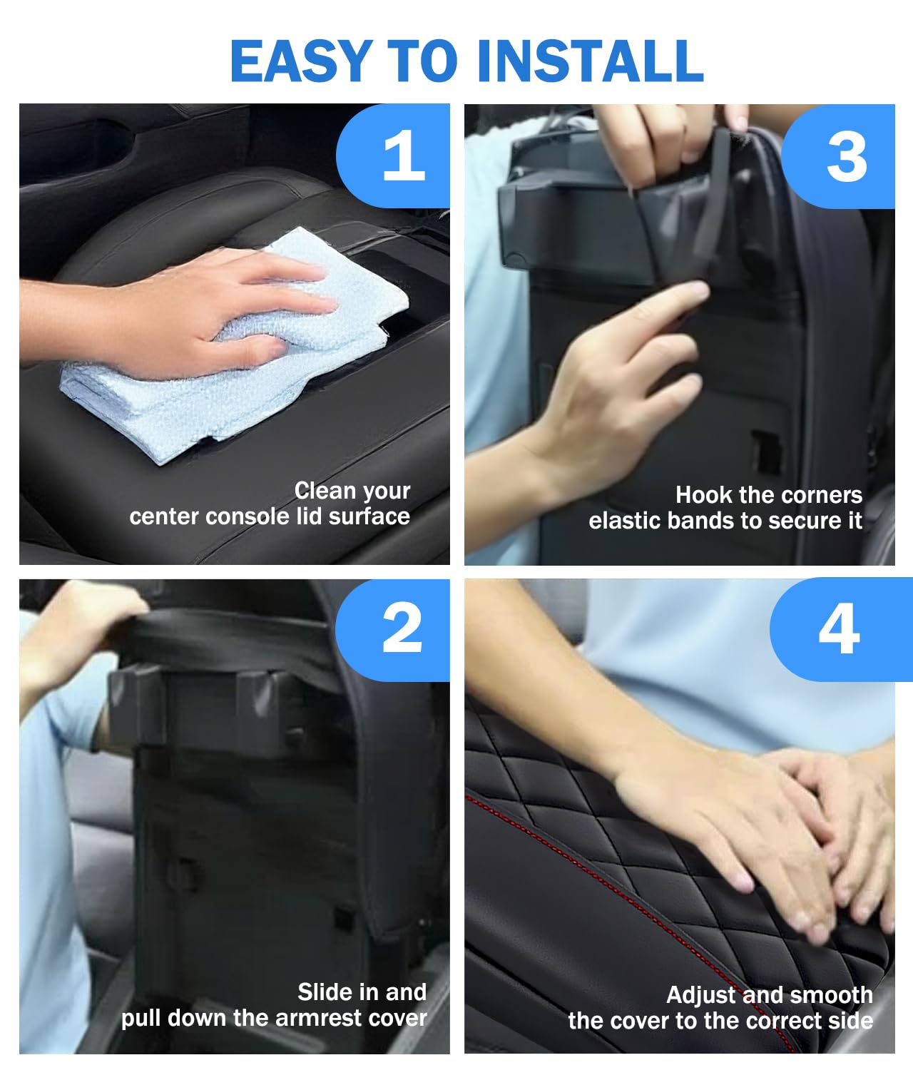 KIMCARLEY Center Console Cover for 2019-2025 2026 Dodge Ram 1500/2500/3500 Accessories, Leather Middle Armrest Console Cover Elbow Arm Rest Cushion for Car Anti-Scratch(Bucket Seat Console Only)
