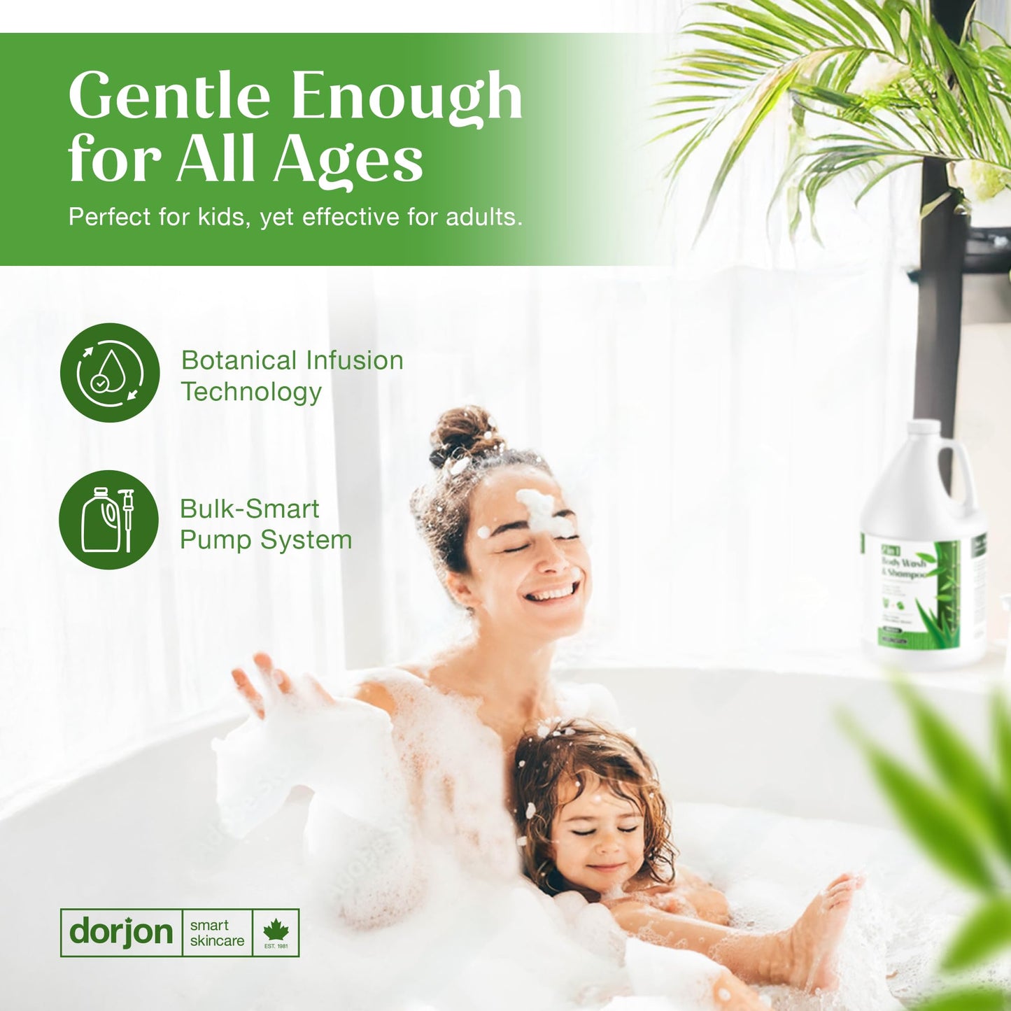 2-in-1 Shampoo and Body Wash with Pump - Aloe Vera & Bamboo Water Infused Moisturizing Formula Body Shampoo - Gentle, Refreshing Cleanser - Soothes, Hydrates, For All Skin, Hair Types - 1 Gallon