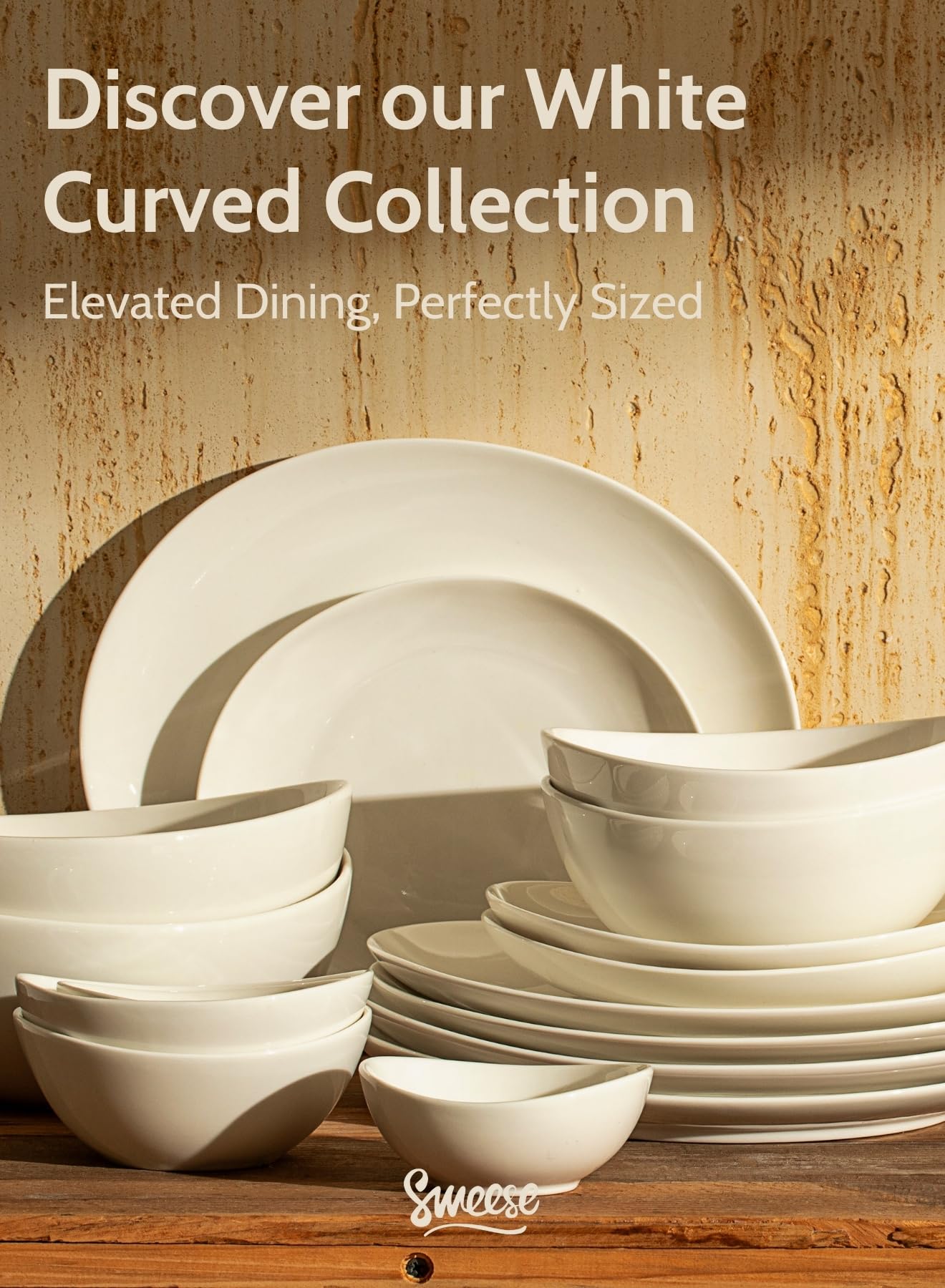 Sweese 105.101 Porcelain Bowls 10-18-28-42 Ounce Various Size Bowl Set - Set of 4, White