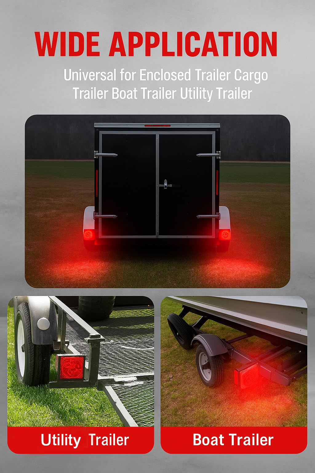 PEAKTOW Deluxe 12V LED Submersible Trailer Light Kit, Brake, Stop, Turn, Tail, License Plate Lights, IP68 Waterproof, DOT Compliant. PTL0108