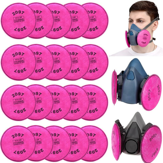 20pcs 2097 Filters for Respirator, 2097 Replacement Filters with Activated Carbon Layer Filter, Particulate Filter for 6000 6200 6800 7000 FF-4 Series Respirator Masks