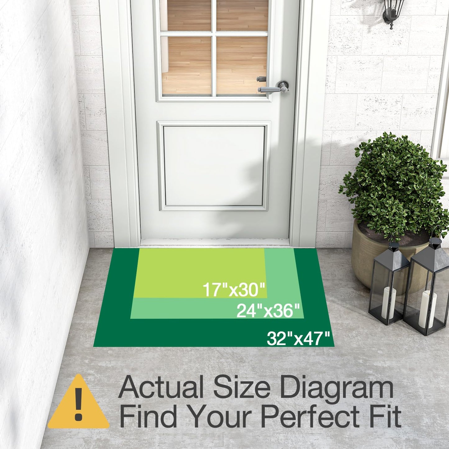LUMI Outside Welcome Door Mat 24x36, Non Slip Durable Rubber Entrance Doormat, Low Profile Easy Clean Mats for Front Back Door Entryway Porch Garage, Bee Happy
