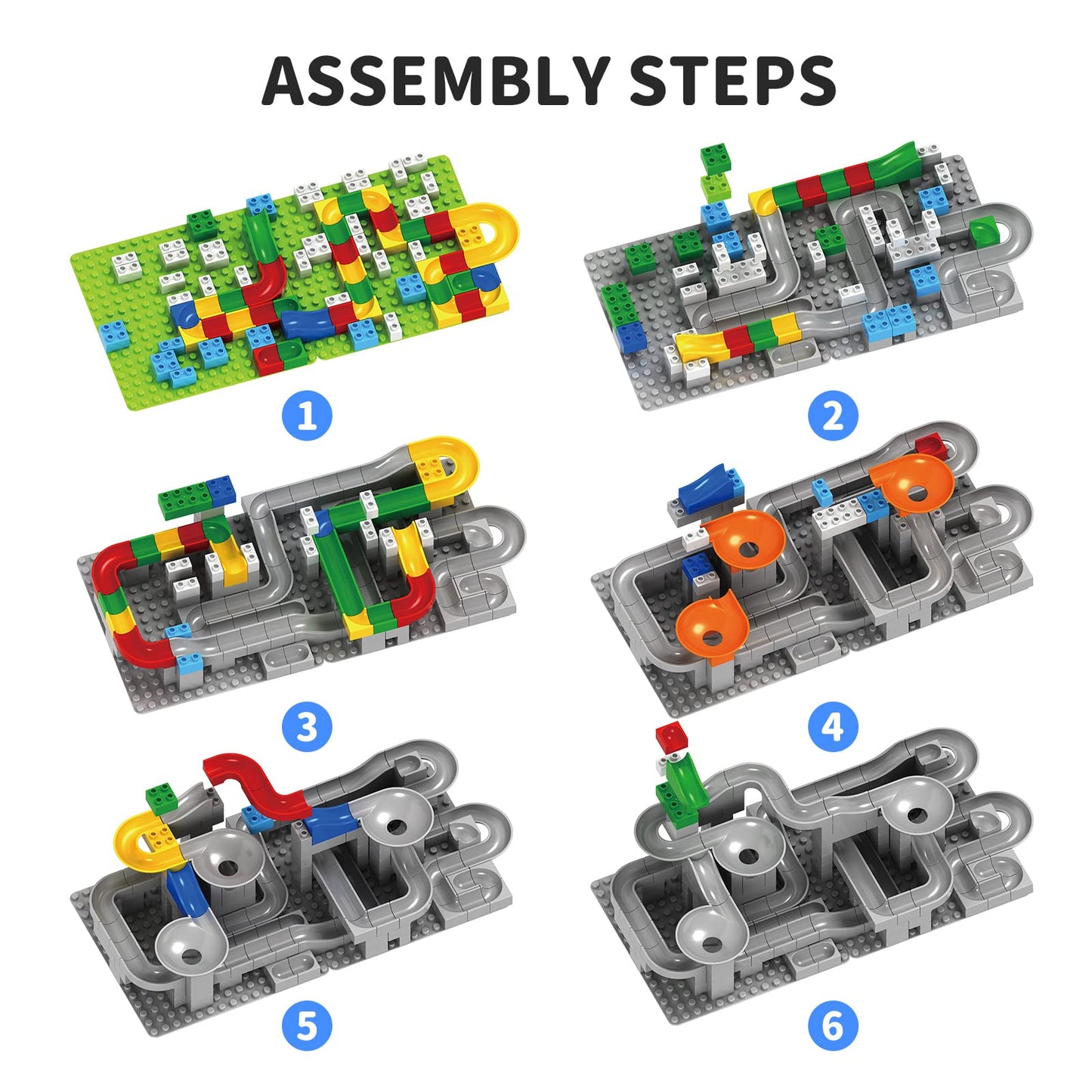 176 PCS Marble Run Building Set for Kids, STEM Educational Marble Maze Toy, Creative Track Construction Blocks, Fun Gift for Boys & Girls Ages 3-10