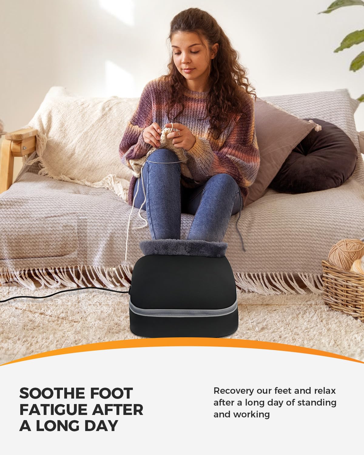 CooCoCo Shiatsu Foot Massager with Heat, 2-in-1 Feet and Back Massage, Kneading Foot Warmer, Relaxing Gifts for Women Men