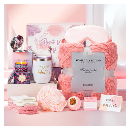 Birthday Gifts Unique for Women Get Well Soon Gifts, Self Care Baskets Bath Set Care Package Thinking of You Gifts Relaxation Gifts for Women Mom Her Friend Wife Grandma w/ Blanket