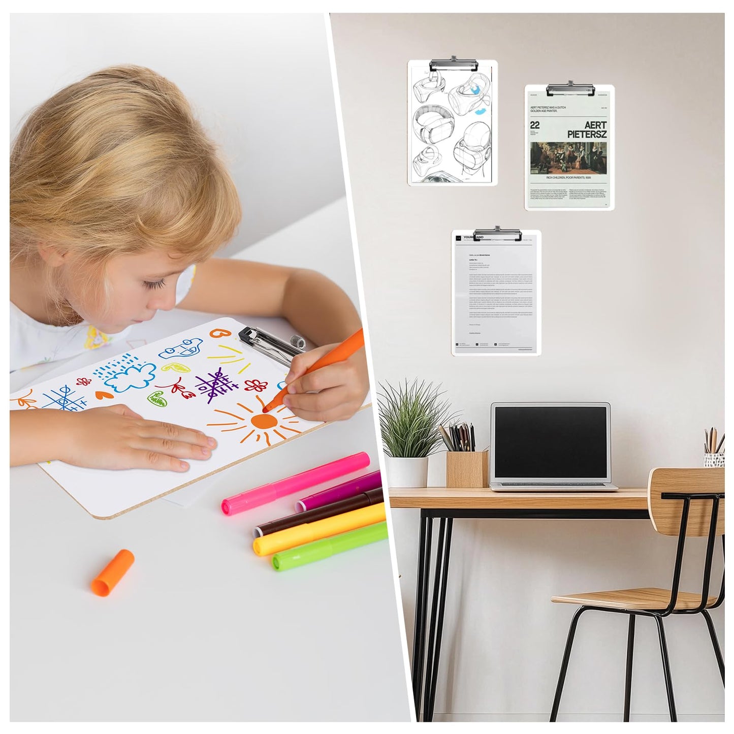 Juvealoe Dry Erase Clipboard with Pen Holder, 8.5 x 11 Double-Sided White Boards for Classroom, Teacher, Students, Kid. Size 9 x 12.5 in, School & Home Supply(Pack of 25)