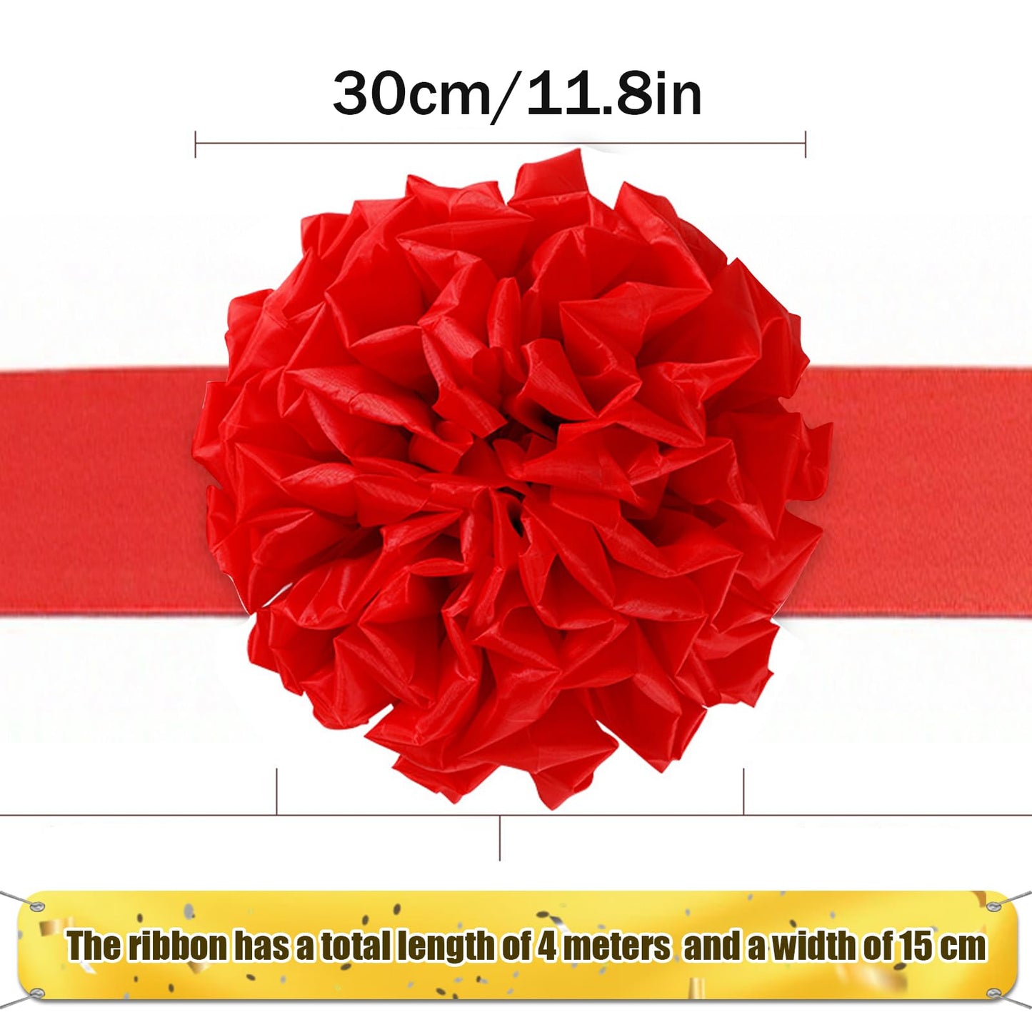 Ribbon Cutting Ceremony Kit with Large Gold Scissors, 157" Red Ribbon, 12" Decorative Bow, and White Gloves for Grand Openings and Business Events (10.2")