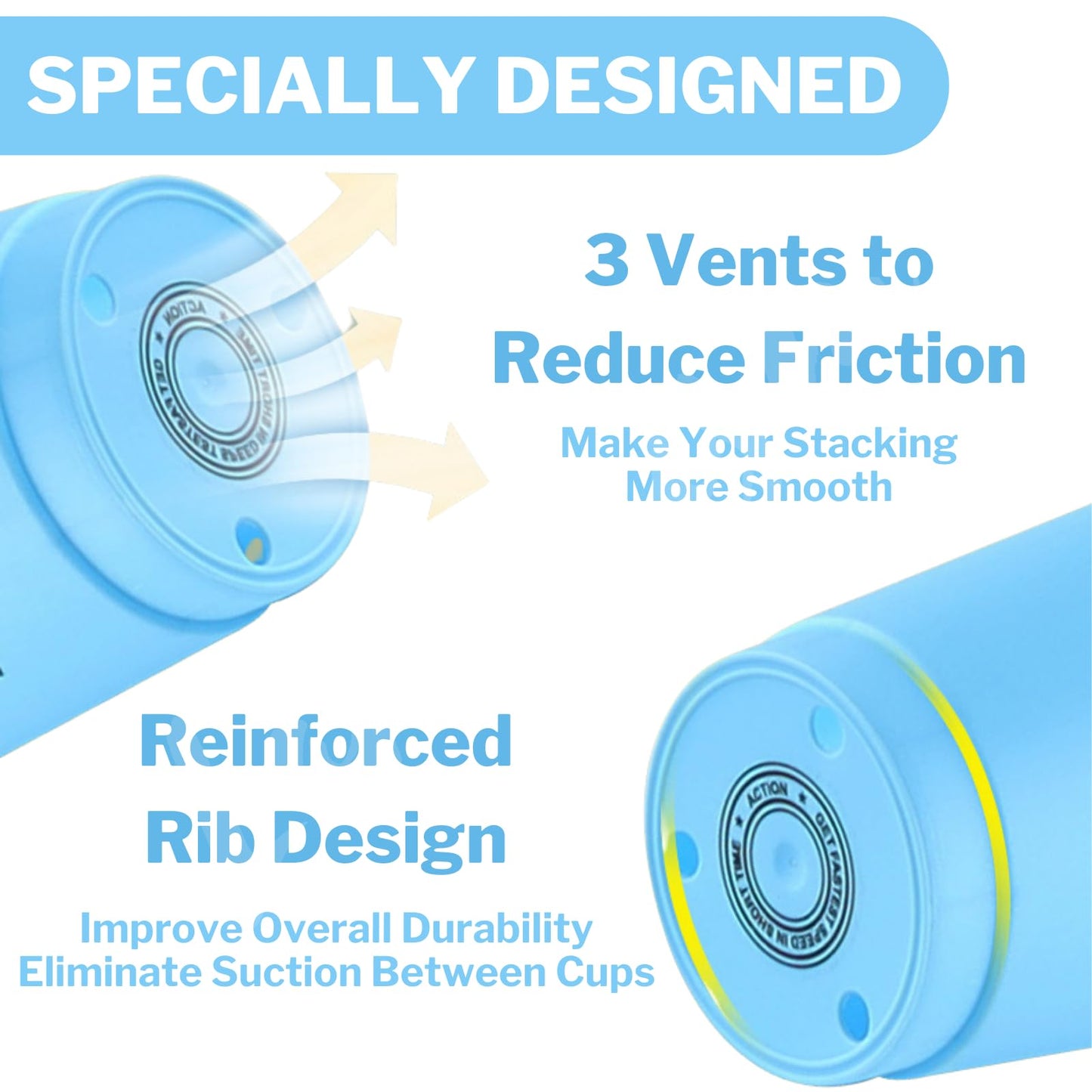 48Pcs Quick Stacking Cups, Top Grade Materials Low Friction Sports Stacking Set, Great Gift Idea for Challenge Competition Game Training (Blue & Green & Red & Purple)