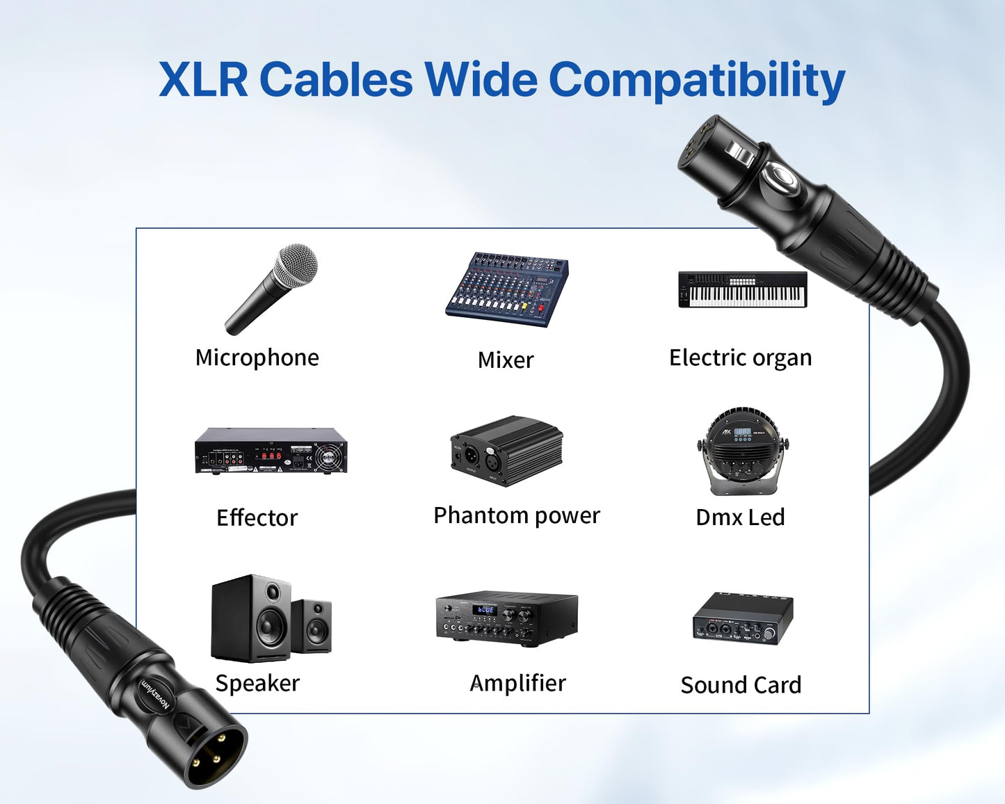Novazylum XLR Cables 2 Ft 10 Packs - Male to Female Microphone Cable with 3-Pin Balanced Shielded XLR Speaker Cables Mic Cable