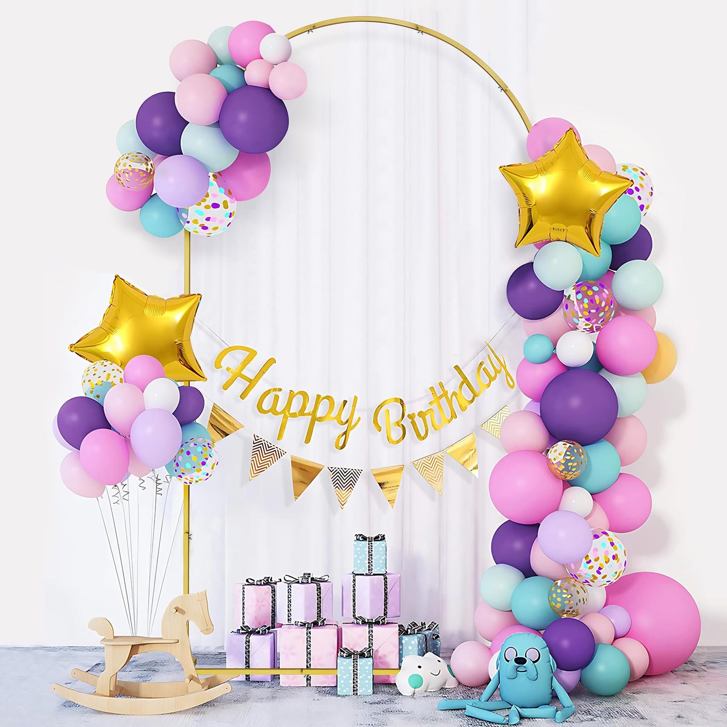 7.2 FT Wedding Arch Backdrop Stand Metal Wedding Arches for Ceremony, Gold Balloon Arch Stand for Wedding Birthday Party Baby Shower Decoration