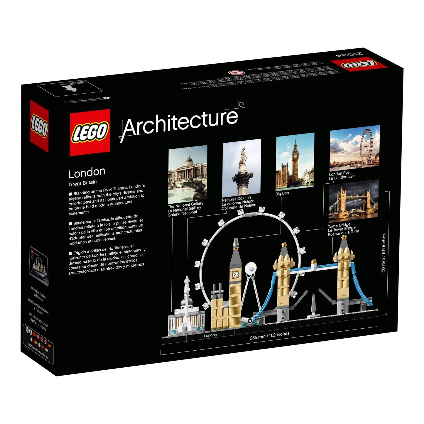 LEGO Architecture London Skyline 21034 Collectible Model Building Kit with London Eye, Big Ben, and Tower Bridge, Office Home Décor, Skyline Collection