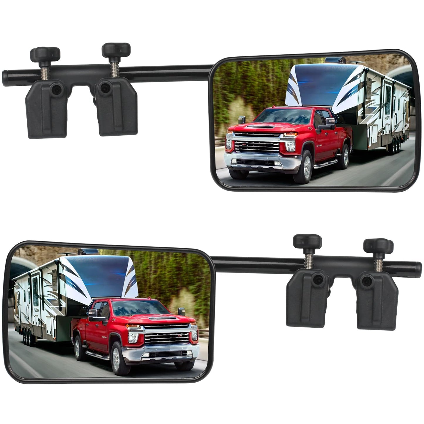 Universal Towing Mirrors, 2 Pack Universal Clip-on Side Mirror Extenders 360 Degree Rotation Adjustable Mirror Adjustable Side Mirror Extension for Towing,Suitable for Most SUV,Trailer,Jeep,RV,Truck ﻿