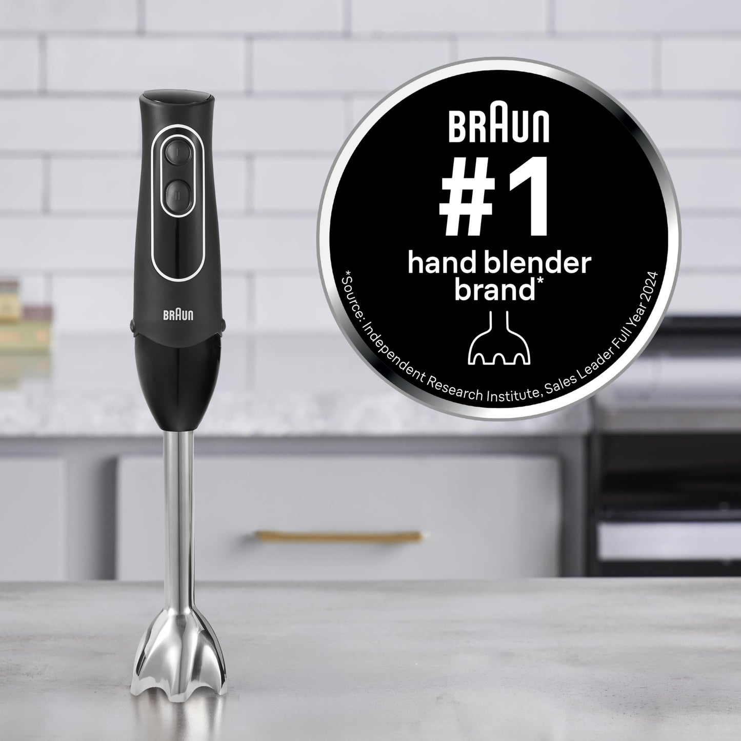Braun MQ505 Portable Immersion Hand Blender, Powerful 350W Stick Blender, Dual Speed, Whisk, Beaker, Soup, Baby Food, Mixer, Hummus, Egg Beater, Smoothies