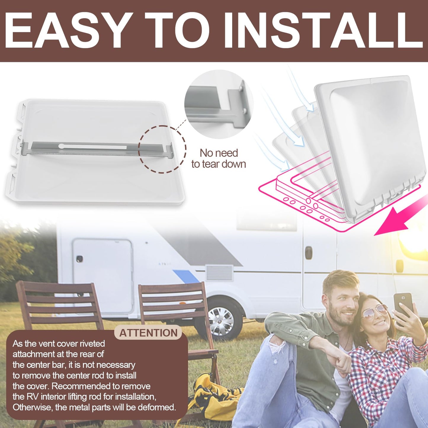 Podoy 2 Pack 13" x 13" RV Camper Vent Cover/Lid, Universal Roof Trailer Vent Cover Replacement- RV Accessories for Camper Trailer Motorhome Bathroom