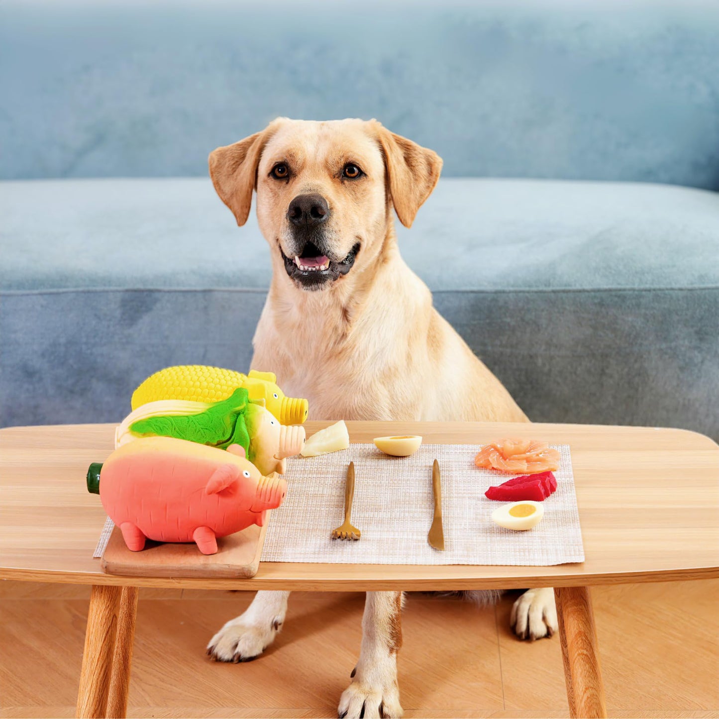 3-Pack Squeaky Vegetable - Shaped Pig Dog Toys with Grunts & Oinks,Durable Rubber Puppy Chew Toys with Interactive Latex Design