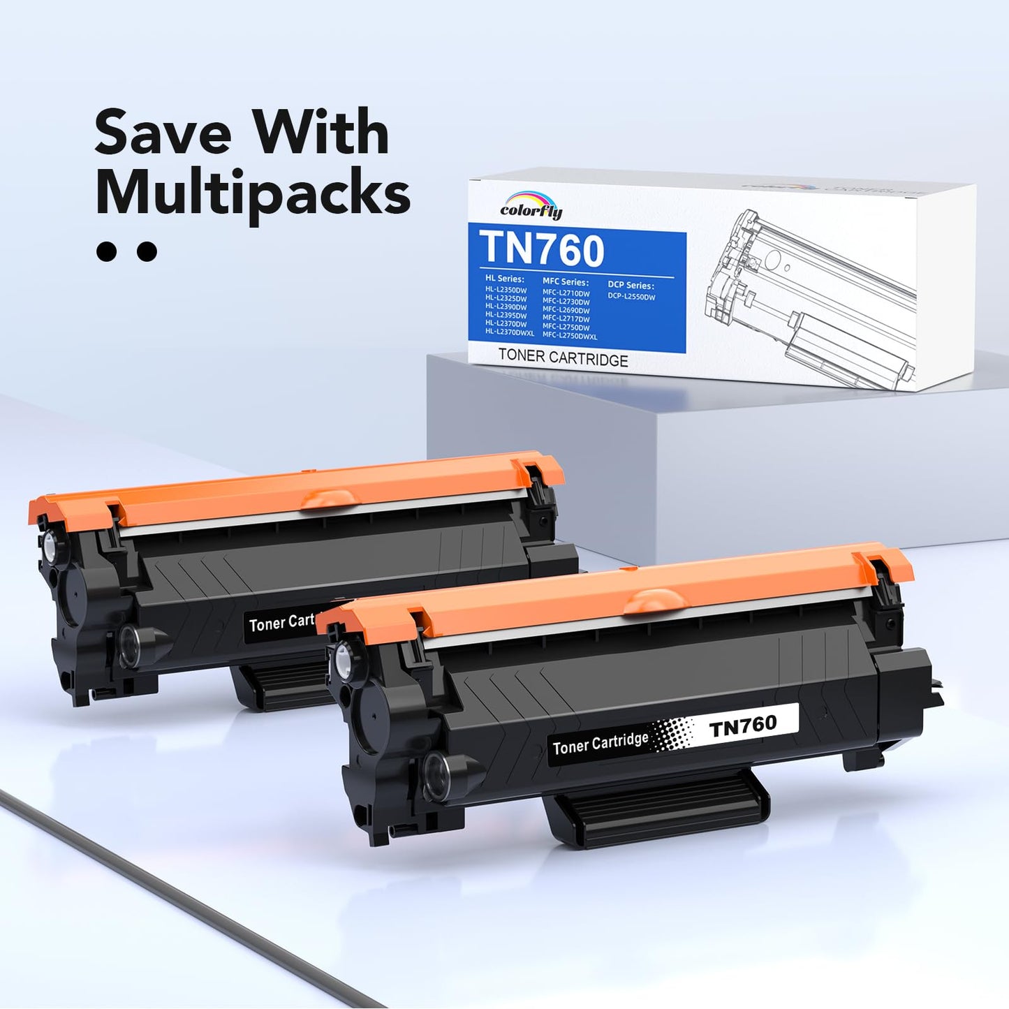 TN760 TN 760 TN730 Toner Cartridge Replacement for Brother High Yield TN-760 TN760 Toners, Compatible with DCP-L2550DW HL-L2350DW MFC-L2750DW MFC-l2710DW HL-L2370DW HL-L2390DW HL-L2395DW (2 Black)