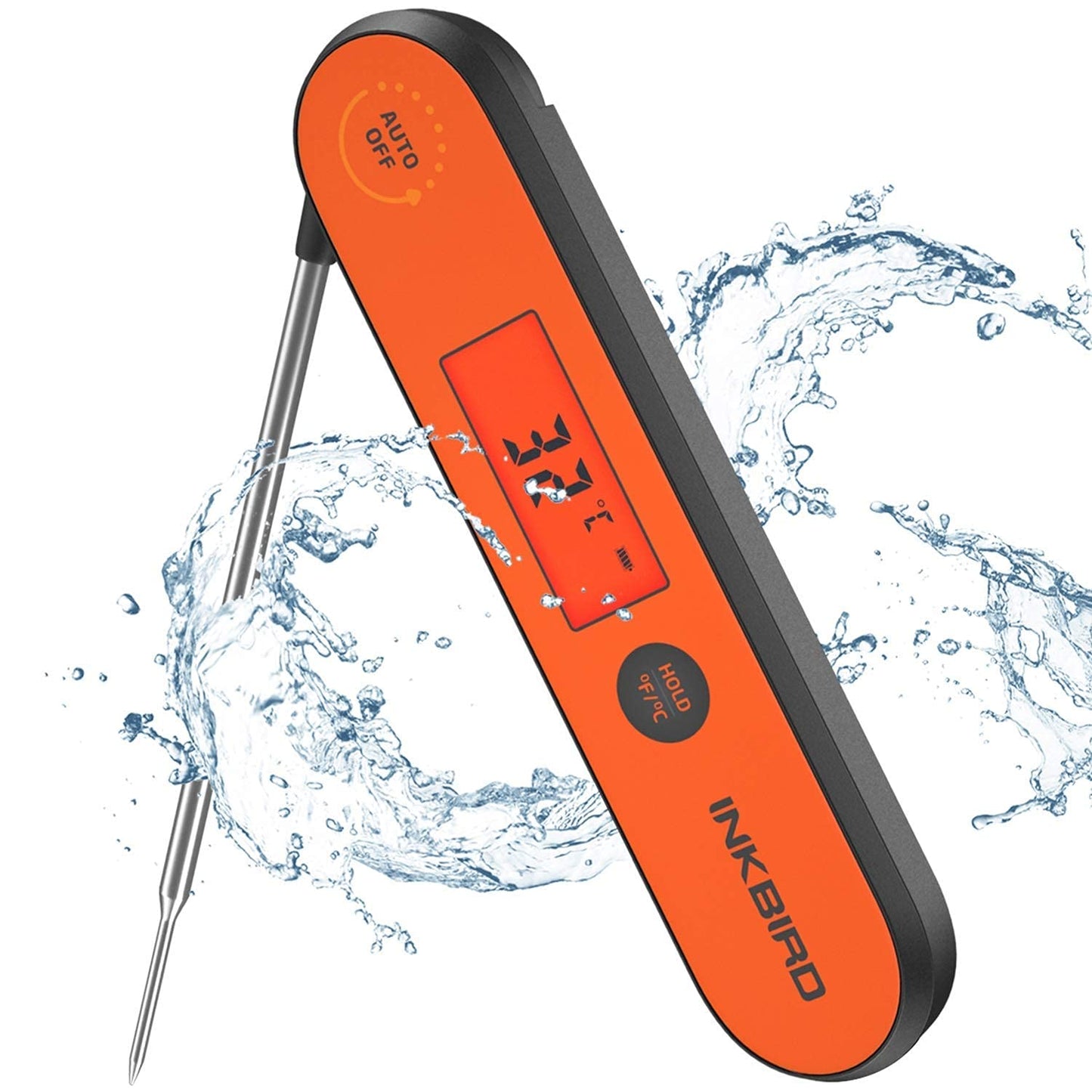 INKBIRD Instant Read Digital Meat Thermometer Waterproof Cooking Candy Thermometer with Rechargeable Calibration Magnet Backlight,IHT-1P Fast Thermometer with Folding Probe for Grill Deep Fry BBQ Milk