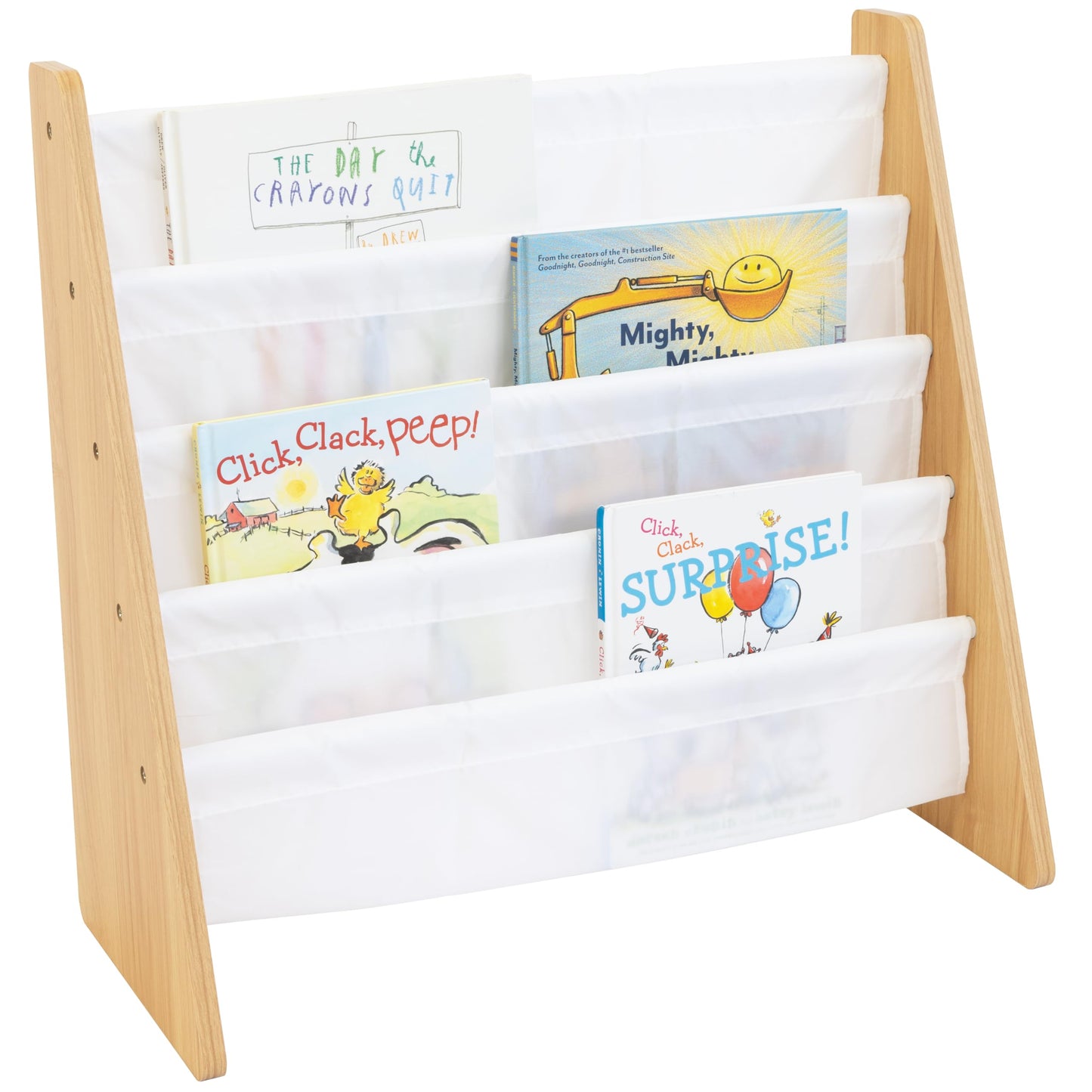 Humble Crew Kids Book Rack Storage Bookshelf with Deep Sleeves, Universal, Natural/White
