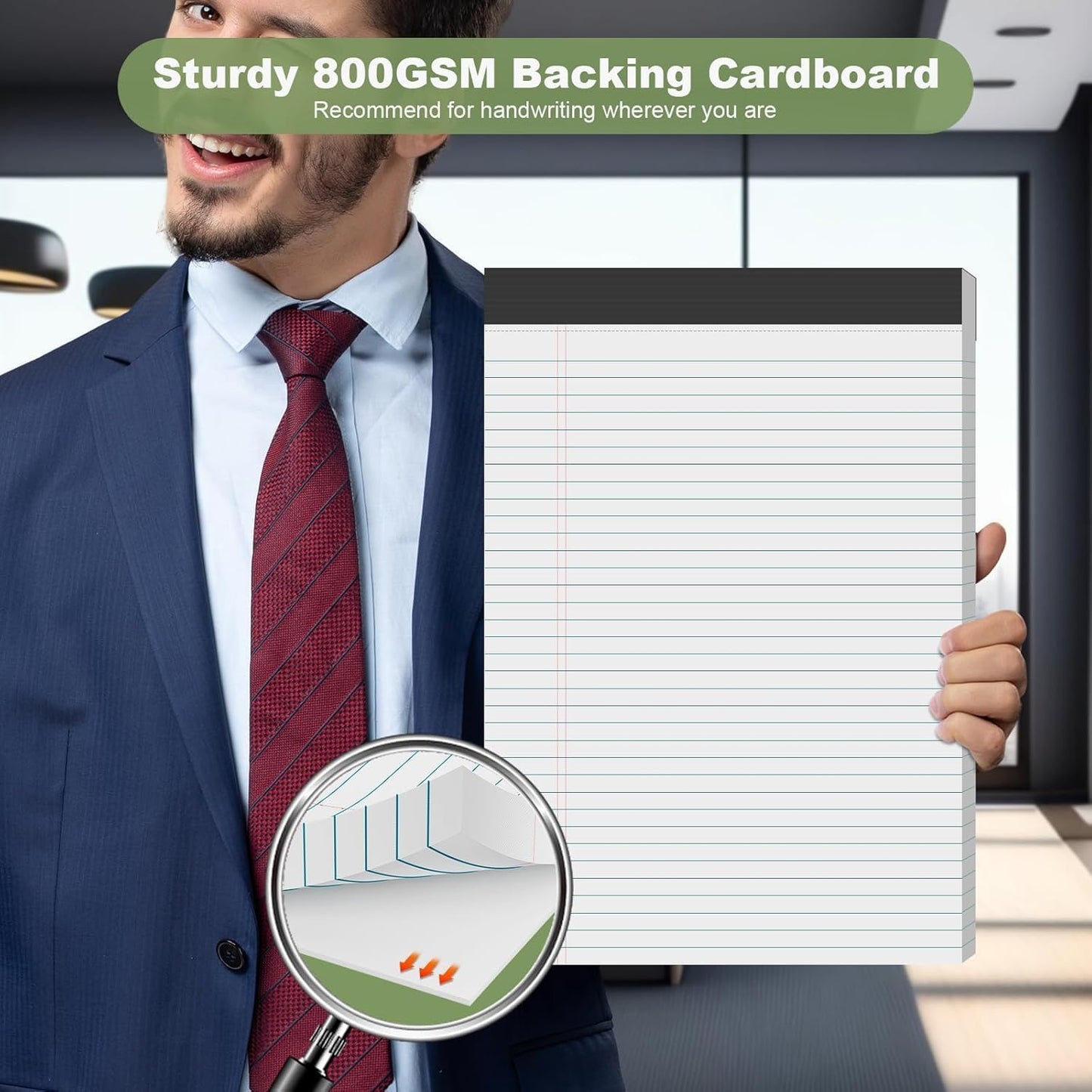 24 Pack White Legal Pads 8.5 x 11 Narrow Ruled, Notepads College Ruled Pads of Paper With Sturdy Back 37 Lines 70 GSM Paper, Writing Note Pads 30 Sheets Per Writing Pad for Taking Notes, Reminders