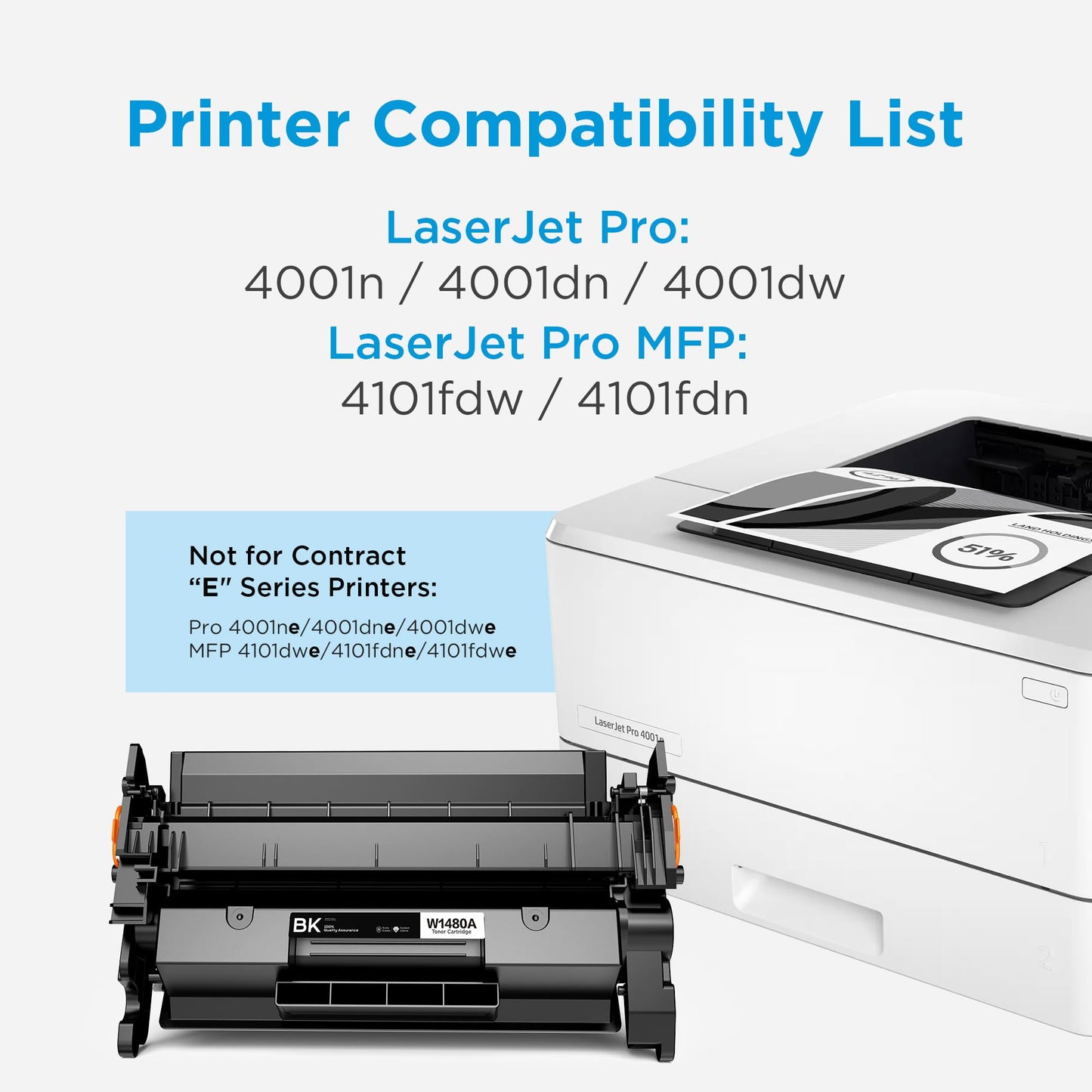 148A Toner Cartridge [with Chip] Compatible with HP 148 for HP148A for HP148X W1480A W1480X High Yield for HP Laserjet Pro MFP 4101fdw 4101fdn 4001dw 4001dn 4001n Printer(2 Pack)
