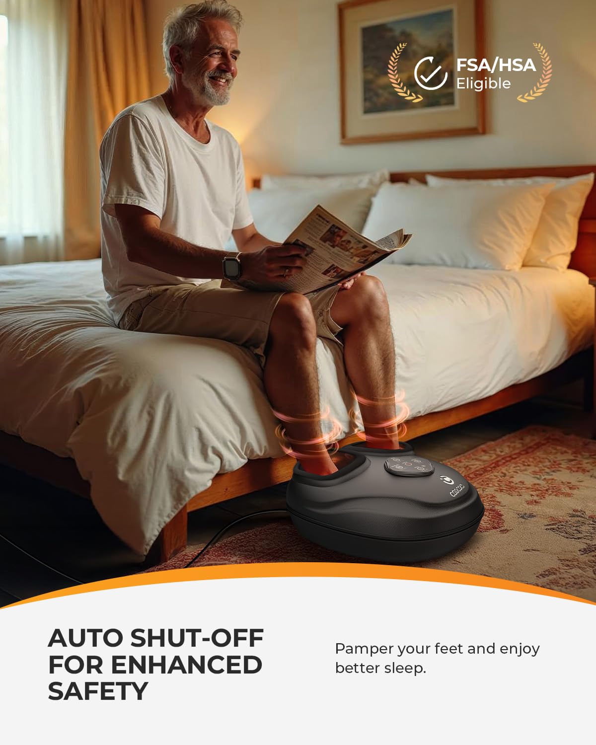 CooCoCo Shiatsu Foot Massager with Heat, Heated Feet Massage Machine, Foot Warmer, Kneading & Compression, Gifts for Women Men Mom Dad, Relax for Home Office