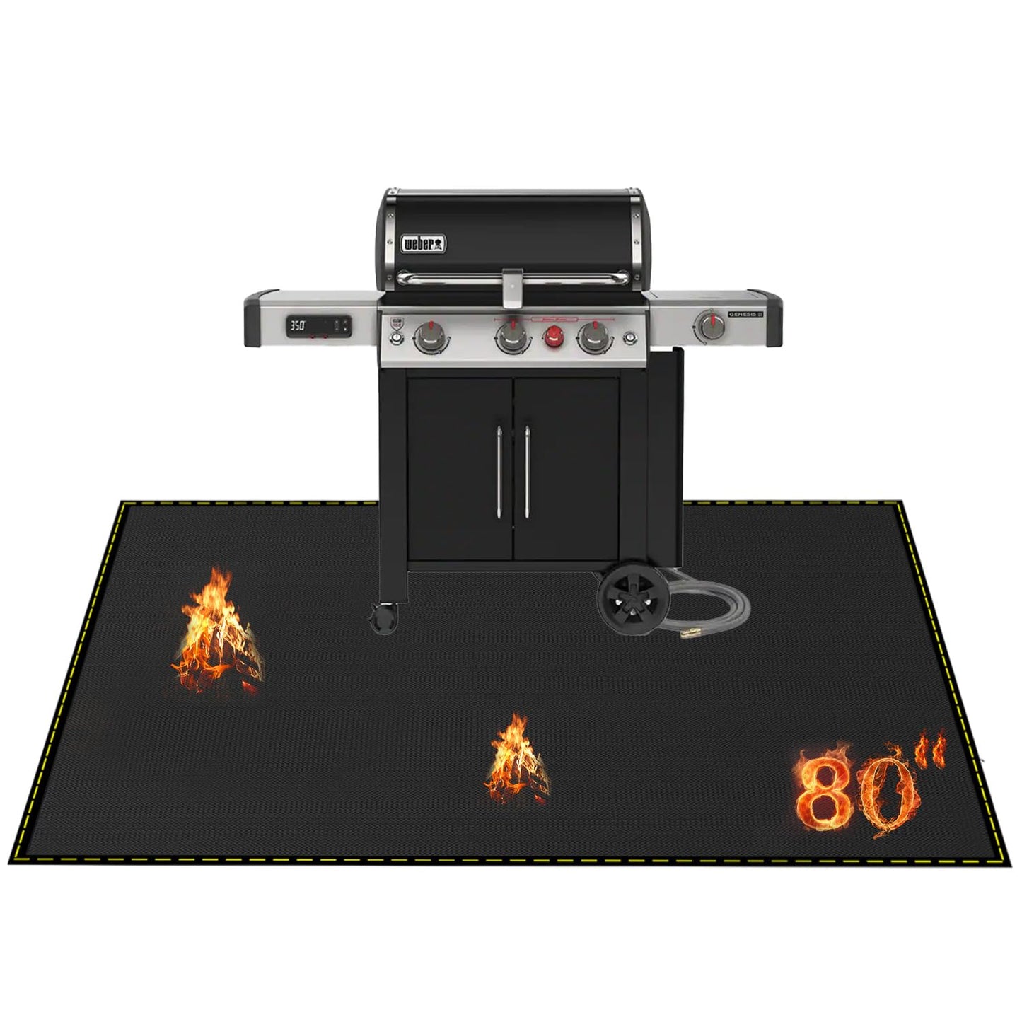 80x48 Inch Large Under Grill Mat for Outdoor Grill Deck Patio Protector, Silicone Fireproof Waterproof Oil-proof BBQ Floor Matt Pad