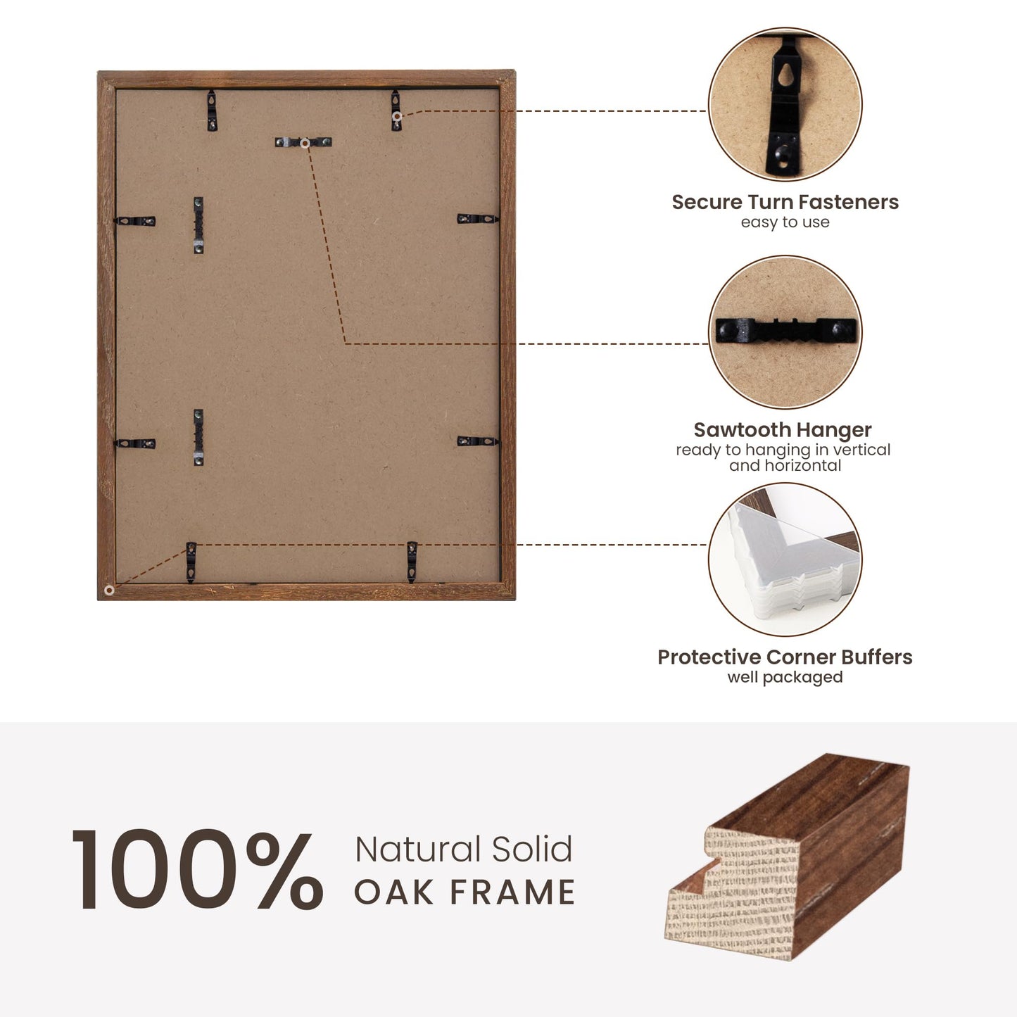 11x14 Picture Frame, Solid Oak Wood 11"x14" Photo Frame with Real Tempered Glass for Wall Home Office Poster Gallery Decor, 11 x 14 Picture Frame with Mat for 8x10, 11 by 14 Wood Frame- Walnut, 3 PCS