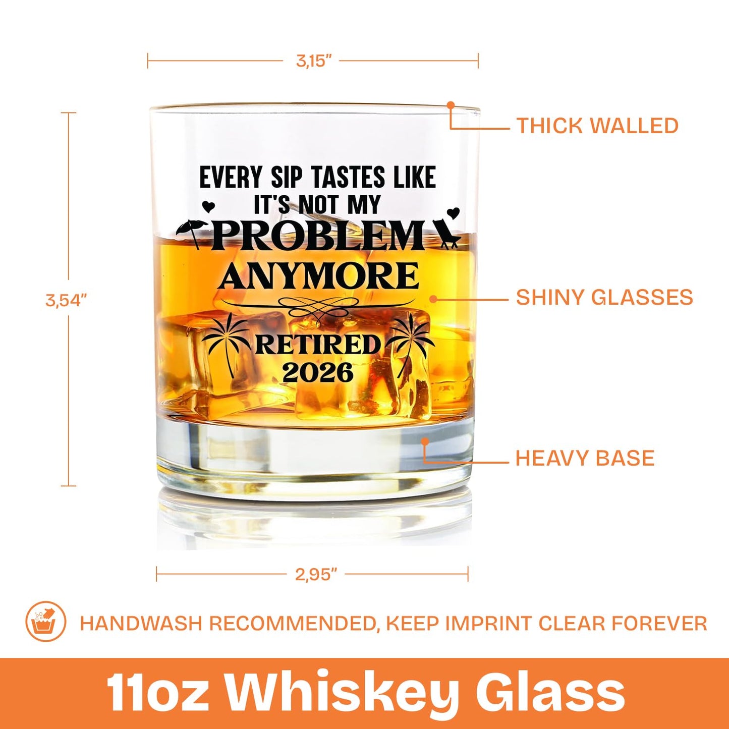 NewEleven Retirement Gifts for Men 2026 - Coworker Leaving, Goodbye Gift, Farewell Gifts for Coworkers, Friends, Dad, Grandpa - Retirement Gift for Men from Friend, Family, Colleague - Whiskey Glass