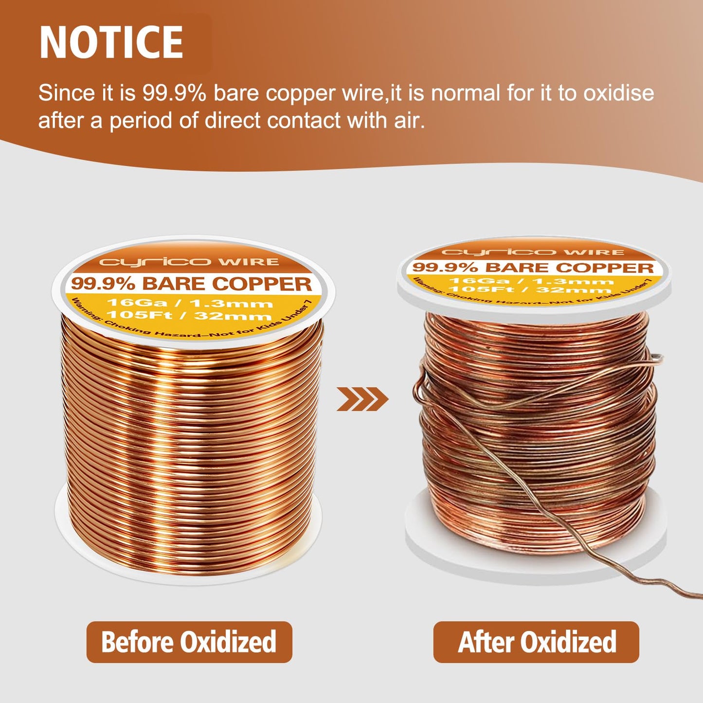 99.9% Pure Copper Wire, 16 Gauge 105 Feet Solid Bare Copper Wire for Jewelry Making Crafts, Electroculture Gardening Antenna, Cyrico Bendable Soft for Plants