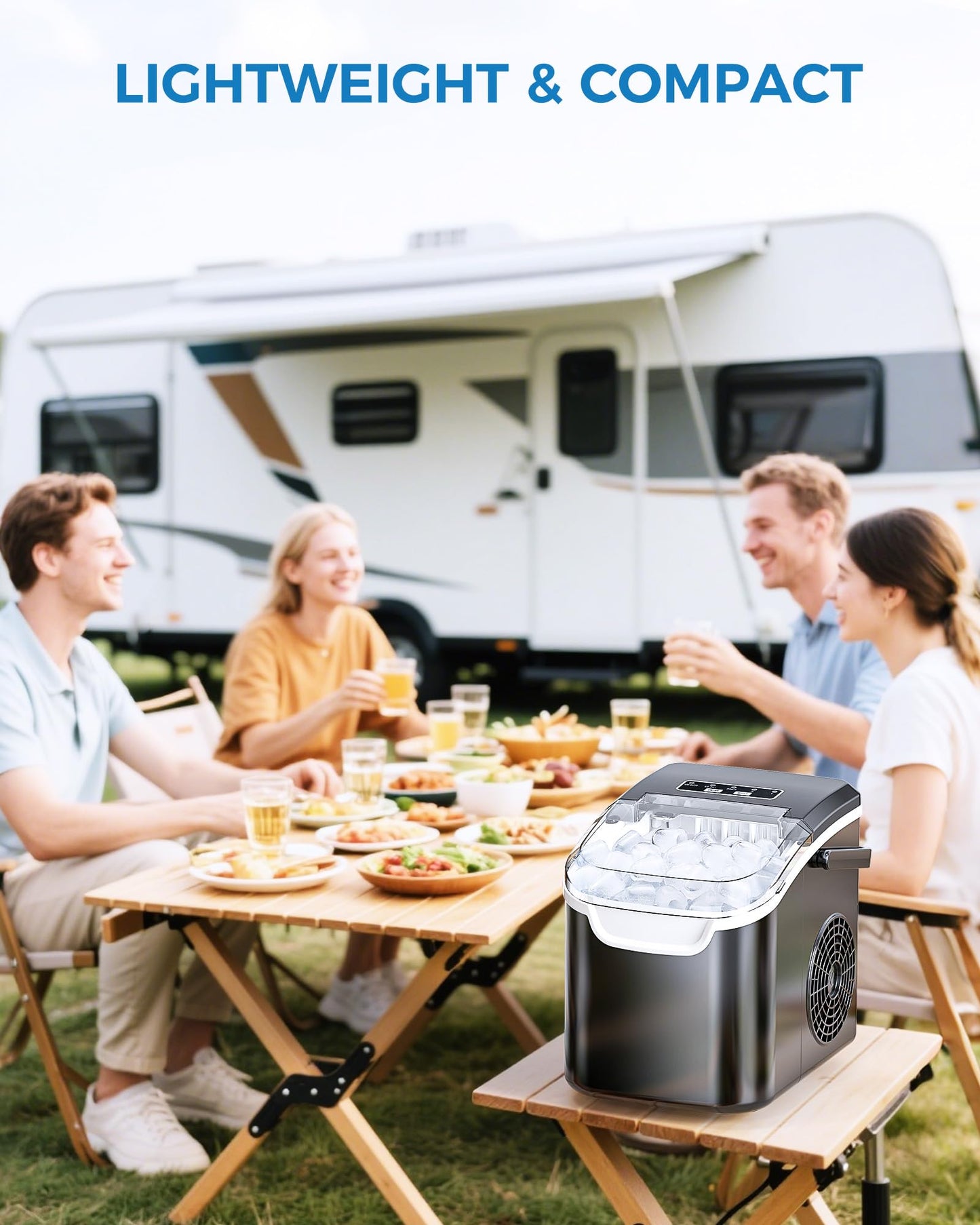 COWSAR Ice Maker Countertop, Portable Ice Machine with Self-Cleaning, 26.5 lbs/24Hrs, 8 Ice Cubes in 6 Mins, Ice Basket and Scoop, Ideal for Home, Kitchen, Bar, Camping