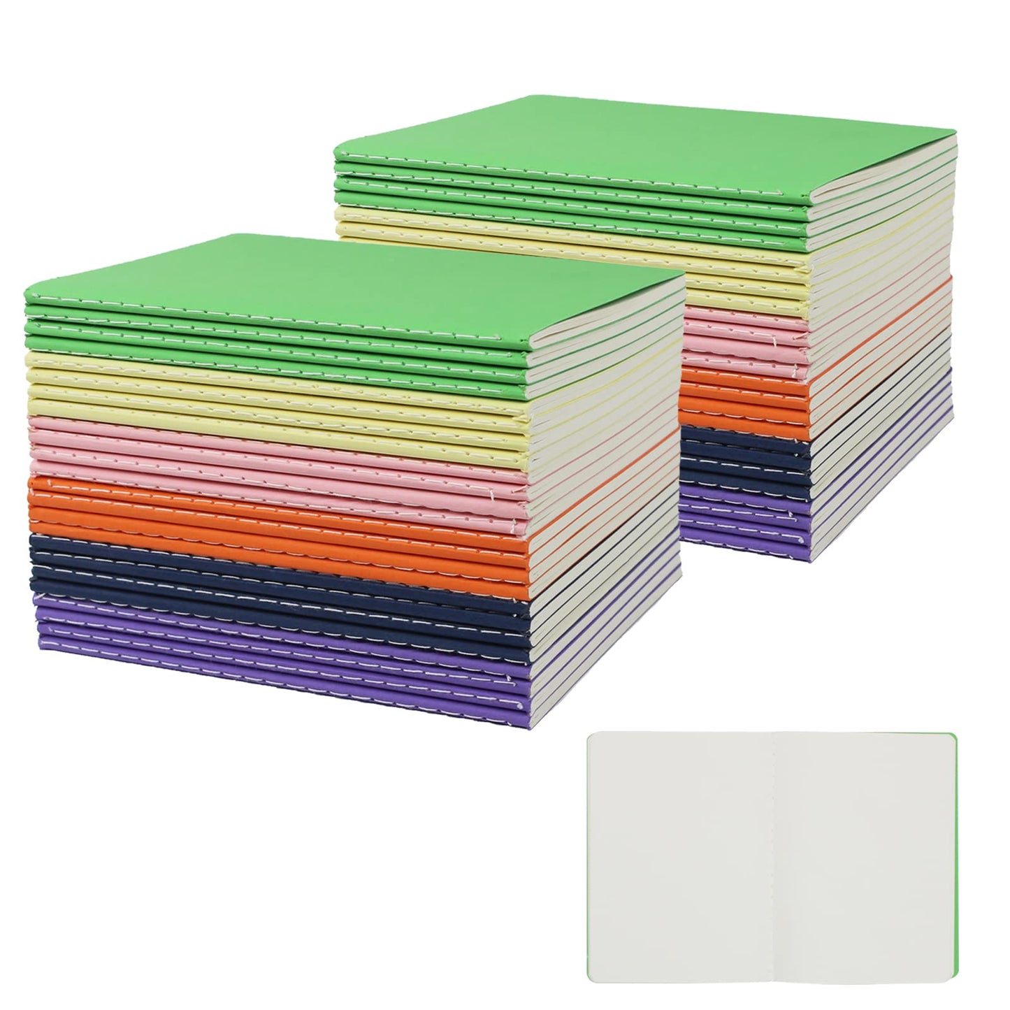 48 Pack Blank Notebook Journals Bulk, Mini Blank Notebook A6 Small Pocket Notebook Subject Notebook for Kids, Student, School by zmybcpack (A6 Size, 3.9” x 5.5", 64 Blank Pages/32 Sheets)