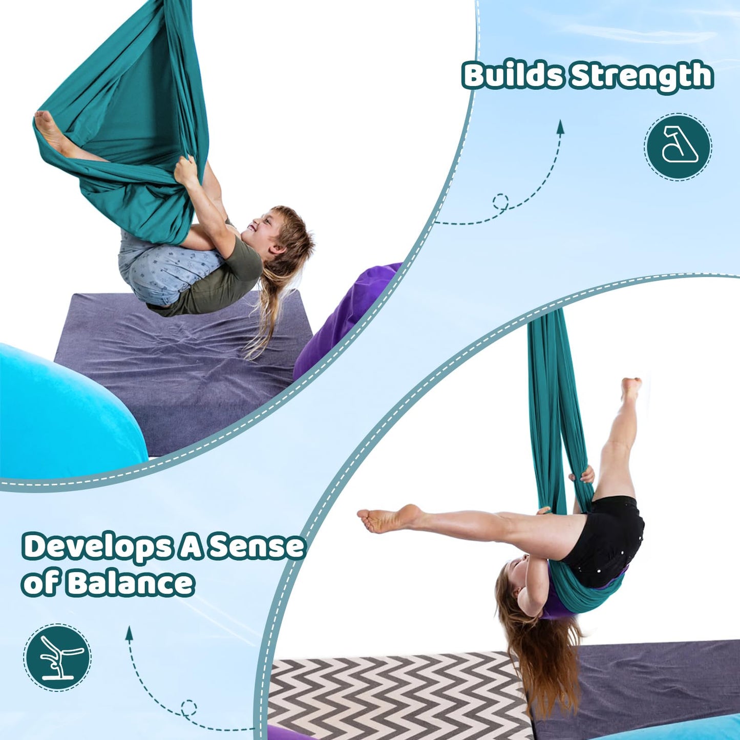 Sensory Swing, Therapy Swing for Kids & Adult, Cuddle Swing Indoor Outdoor Swing, Sensory Joy Swing Hammock Chair for Disorders, Autism, ADHD, Anxiety (110" x 62") (Load Capacity 440 LBS)