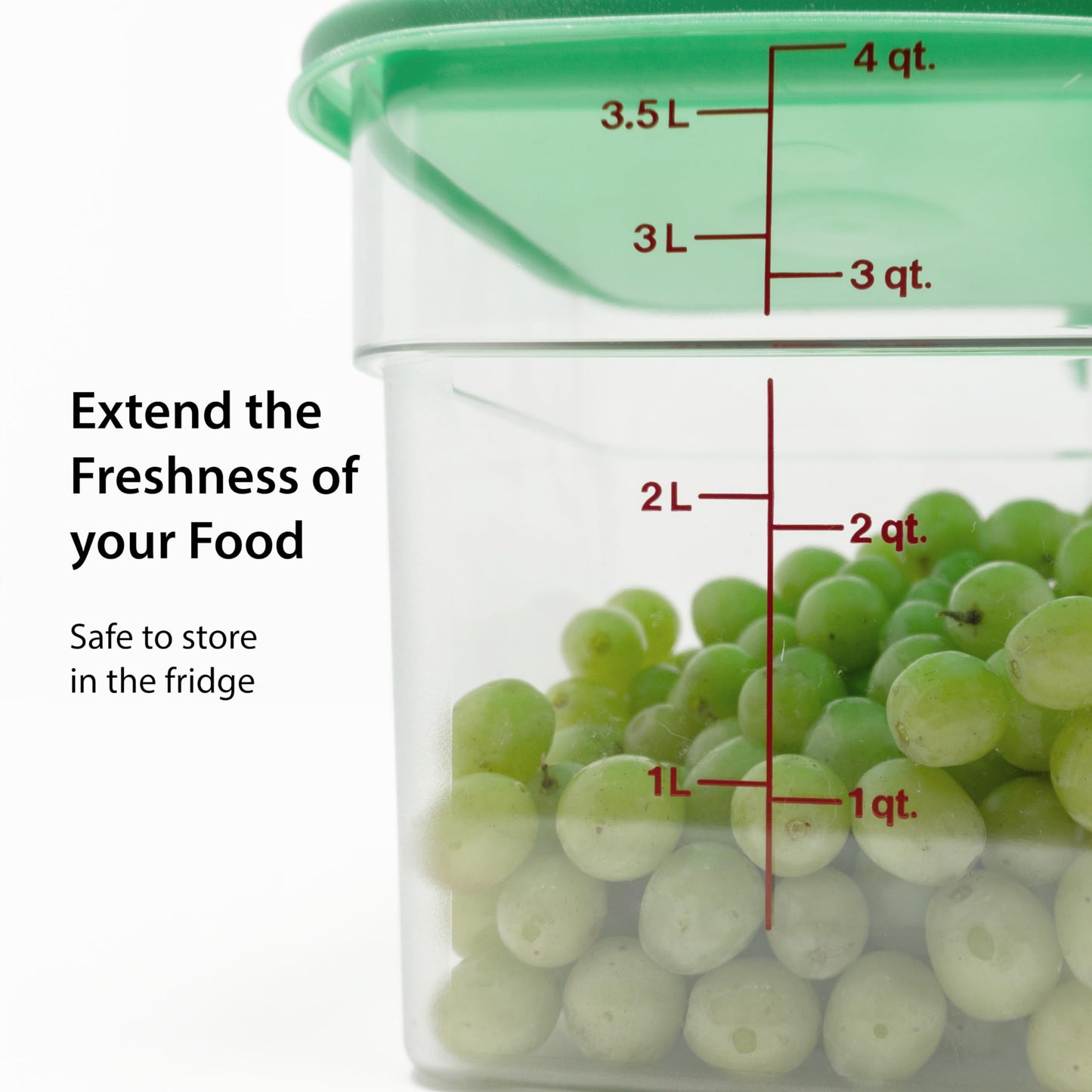 Cambro 4 Qt Food Storage Containers with Green Lid – Set of 2 in Clear for Industrial and Kitchen Use, Pantry Organization, Baking Ingredients and Sous Vide