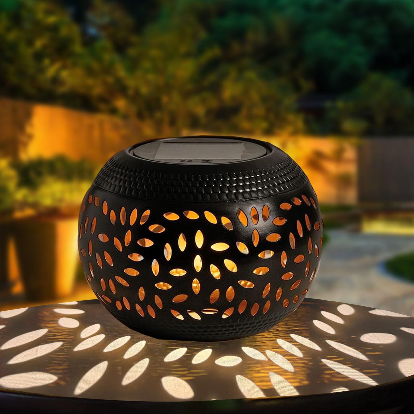 Solar Table Lanterns Outdoor Waterproof - LED Lamp Black Metal Tabletop Light Solar Powered Decorative Lantern for Indoor Desk Bedroom Patio Garden Pathway Yard(1 Pack)