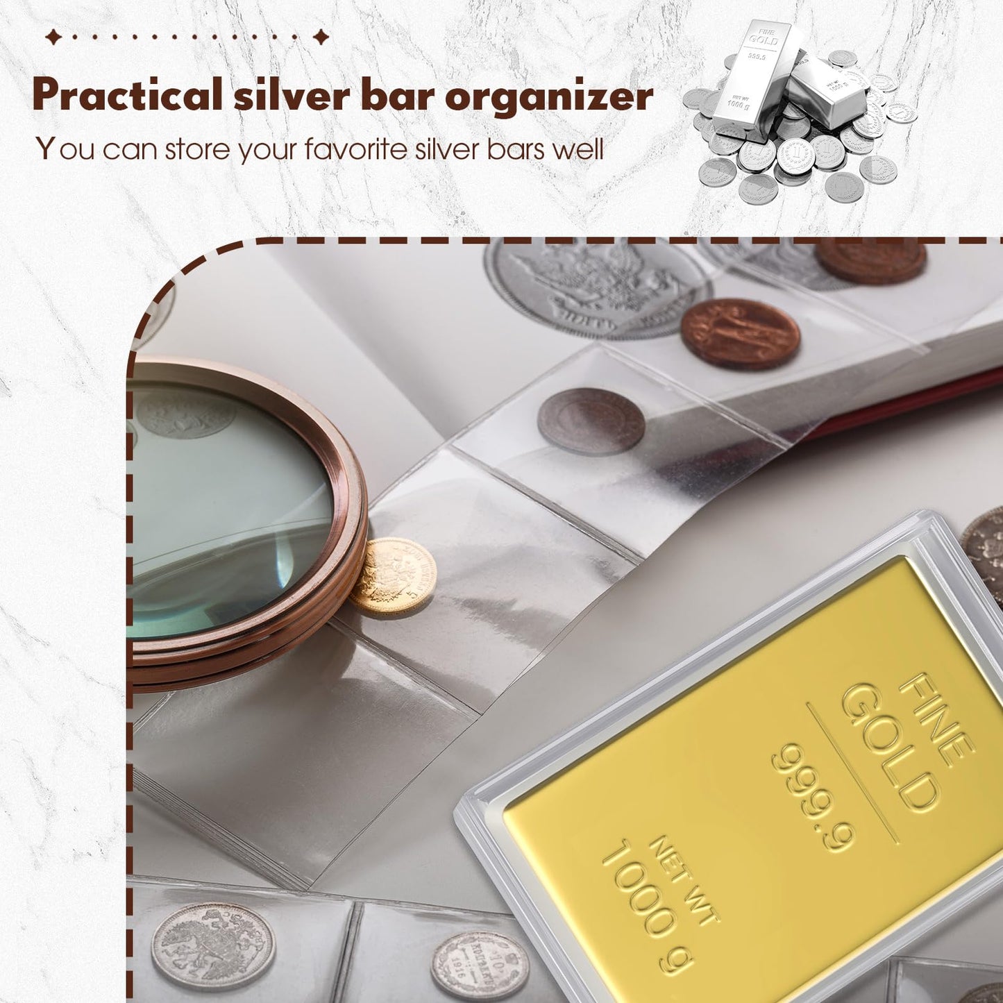 Ctosree 10 Pcs 10 oz Silver Bar Holder 10 oz Silver Bar Storage Case Clear Silver Bar Case Acrylic Storage Container Fit Silver Bar Box for Silver Bar