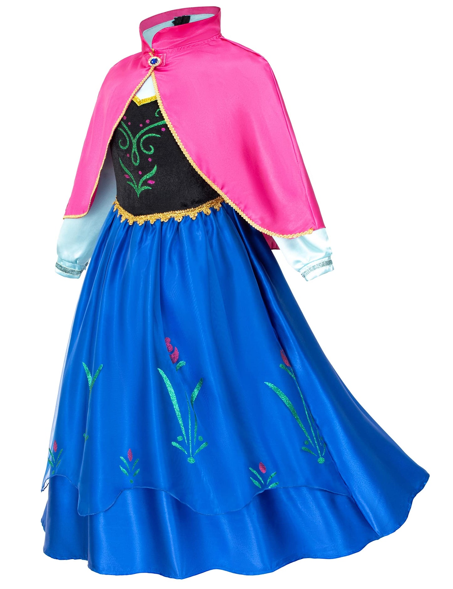 Princess Costumes Birthday Party Dress Up for Little Girls/Long Sleeve with Cape and Accessories 6-7 Years